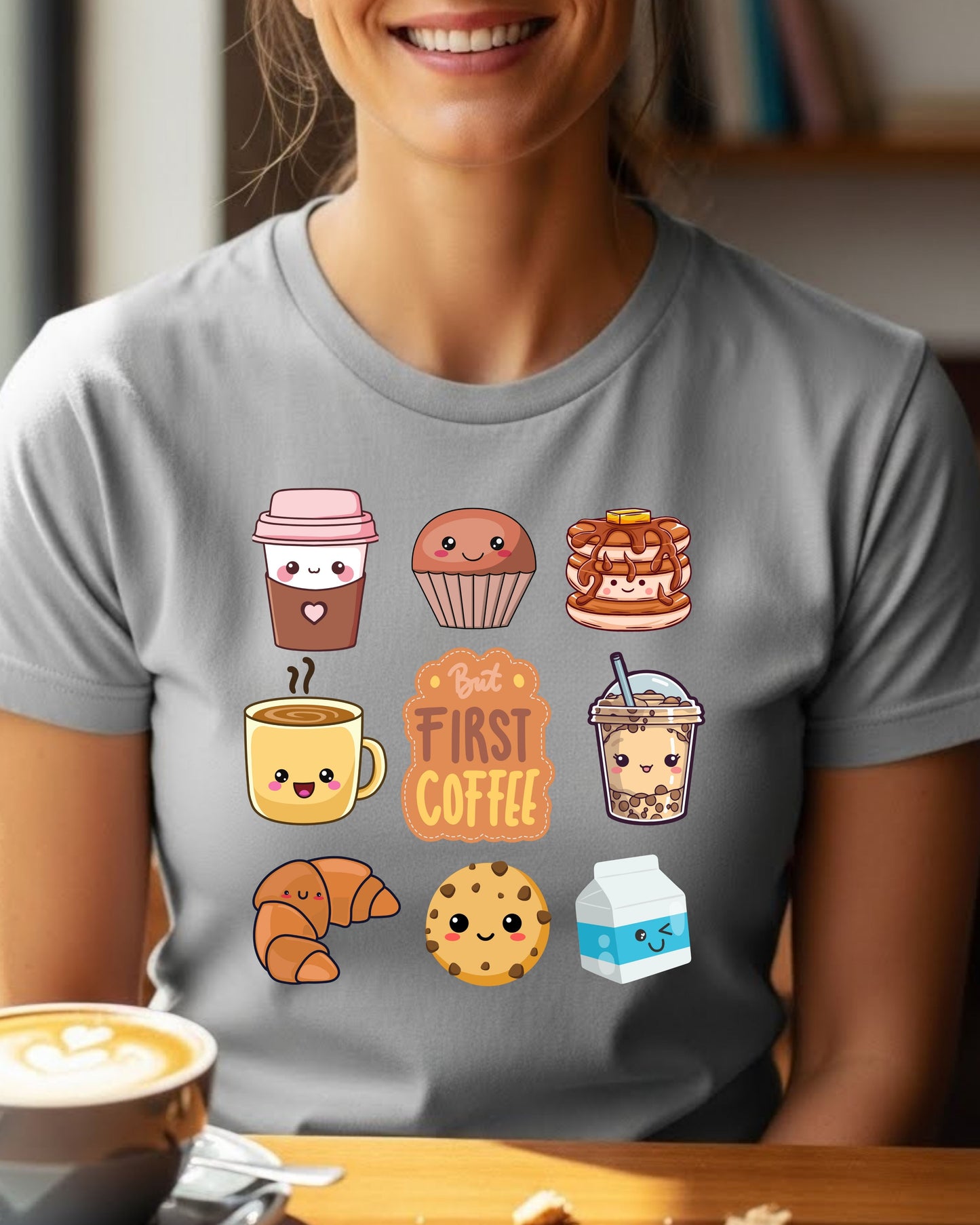But First Coffee Kawaii Breakfast Squad Woman's T-Shirt