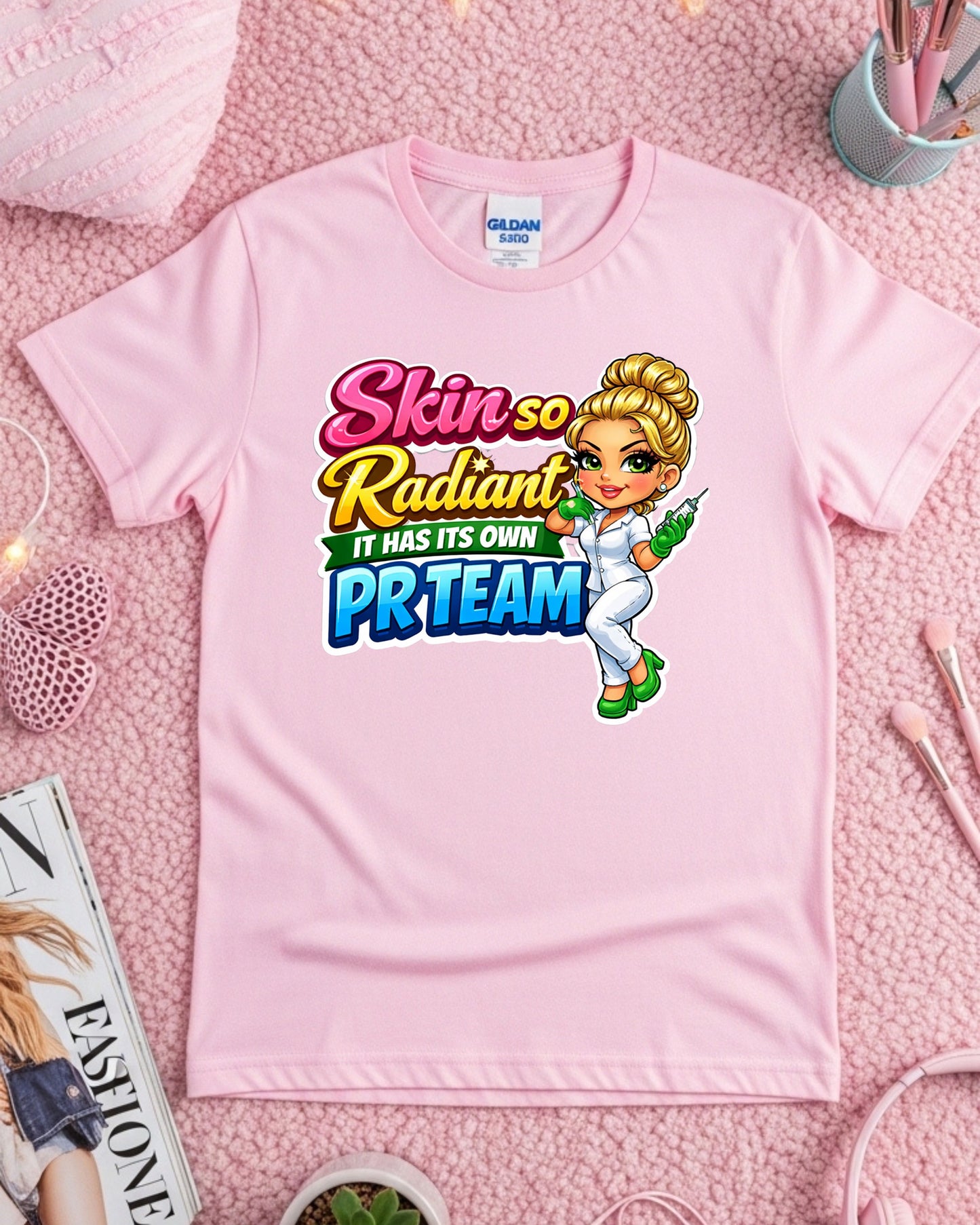 Skin So Radiant Shirt Funny Aesthetician Tee Injector Nurse T‑Shirt Skincare Lover Graphic Top Aesthetician Gift for Beauty Pros