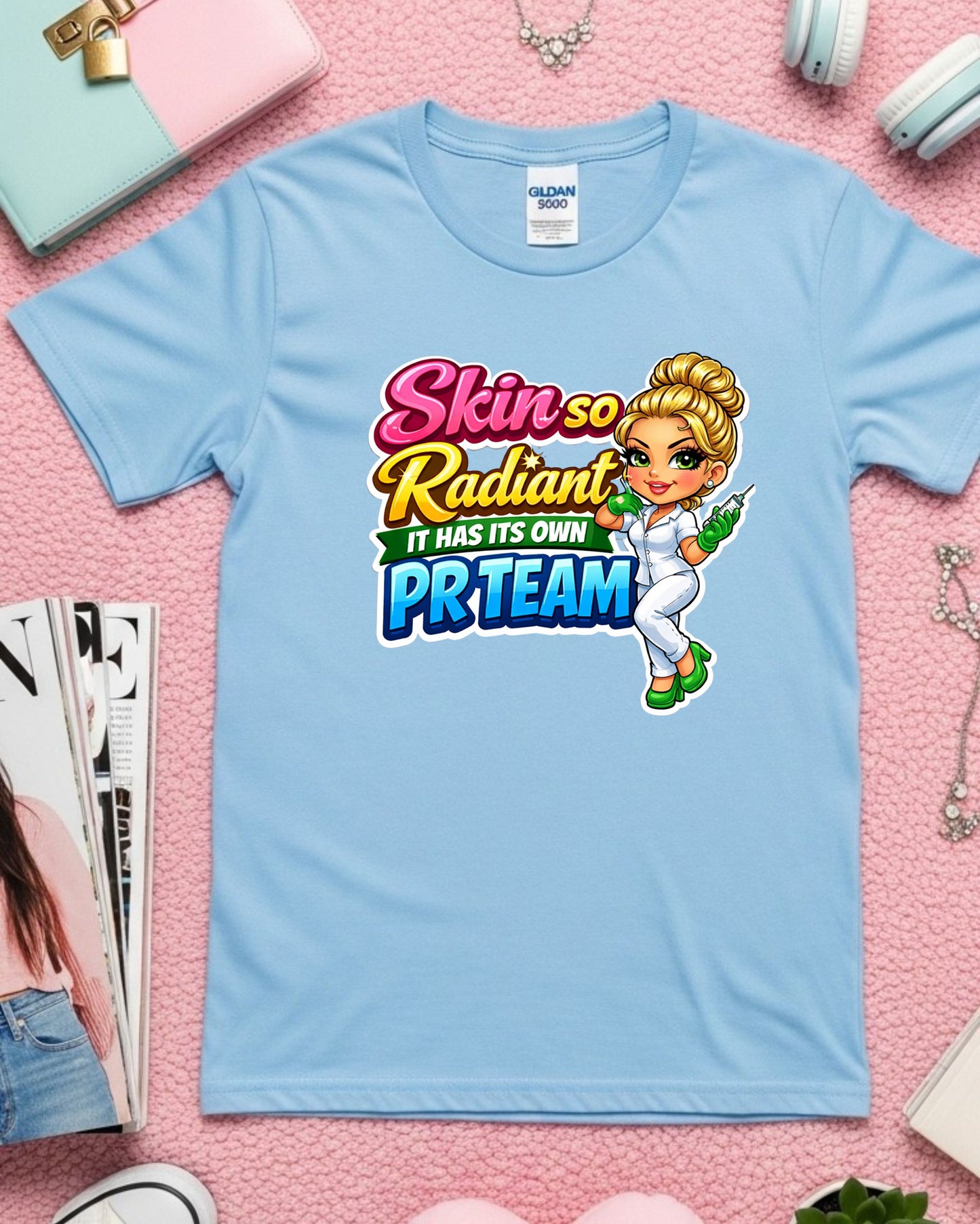 Skin So Radiant Shirt Funny Aesthetician Tee Injector Nurse T‑Shirt Skincare Lover Graphic Top Aesthetician Gift for Beauty Pros
