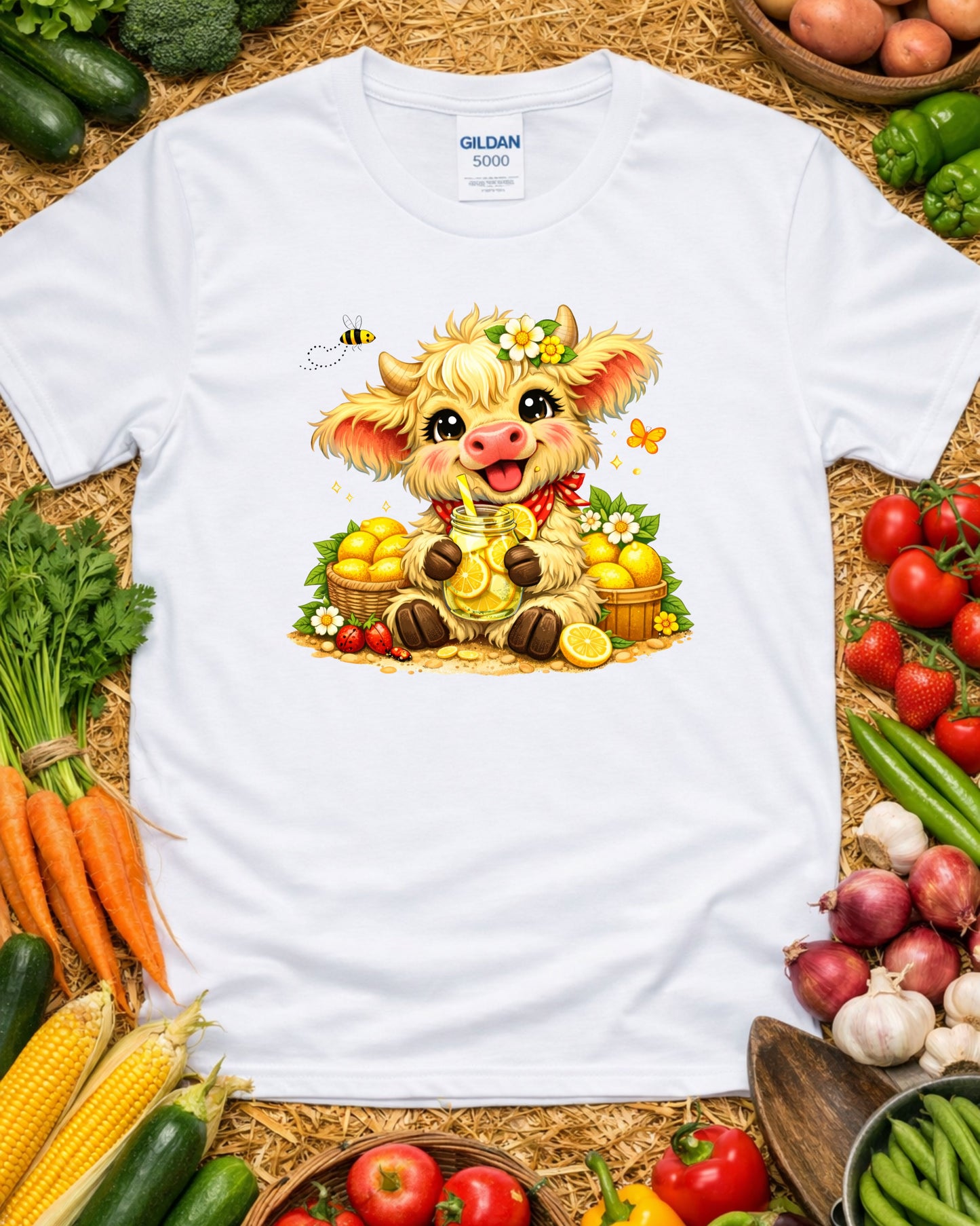 Lemonade Cow, Sunny Farm Animal Art for Sublimation & Kids Decor