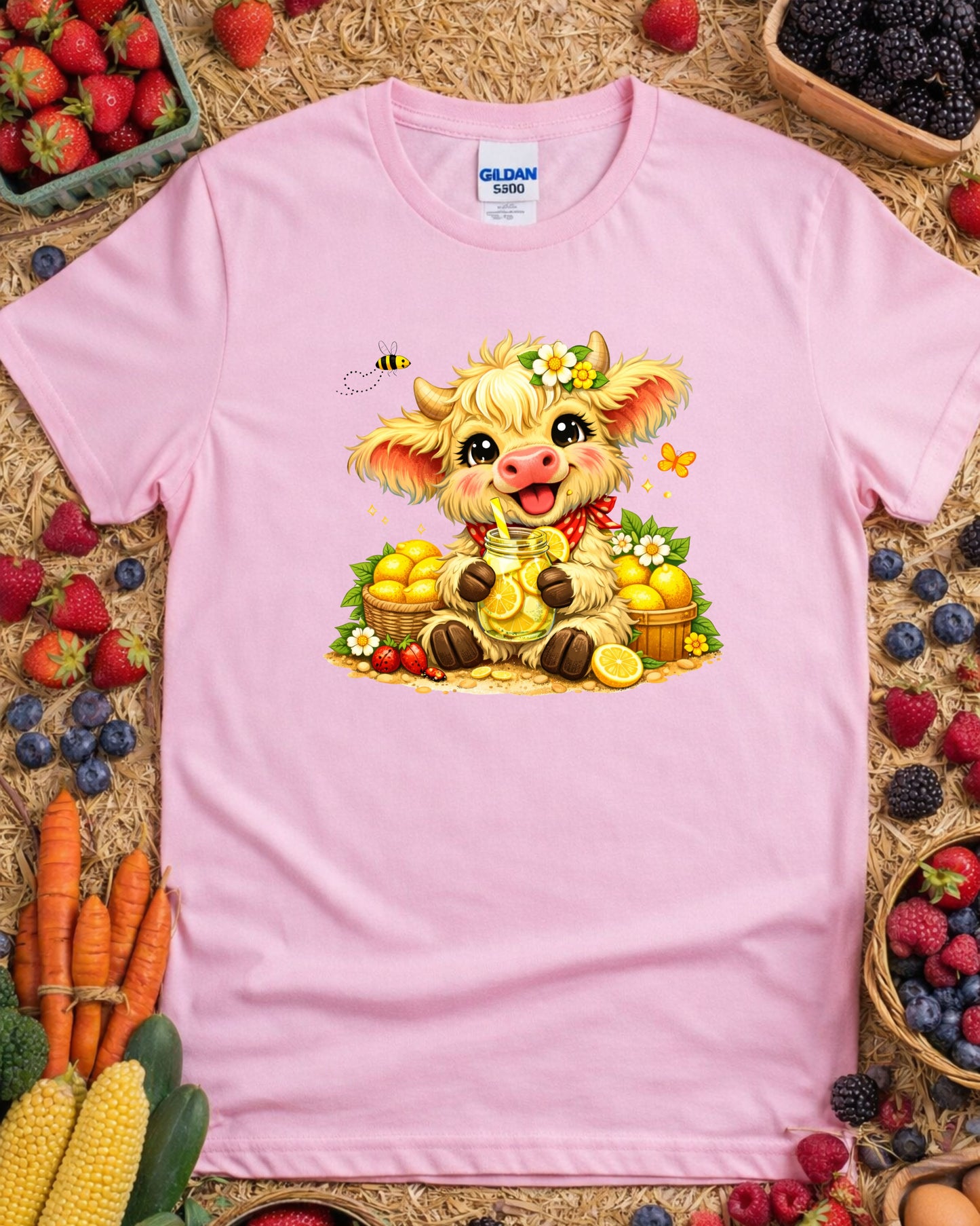 Lemonade Cow, Sunny Farm Animal Art for Sublimation & Kids Decor