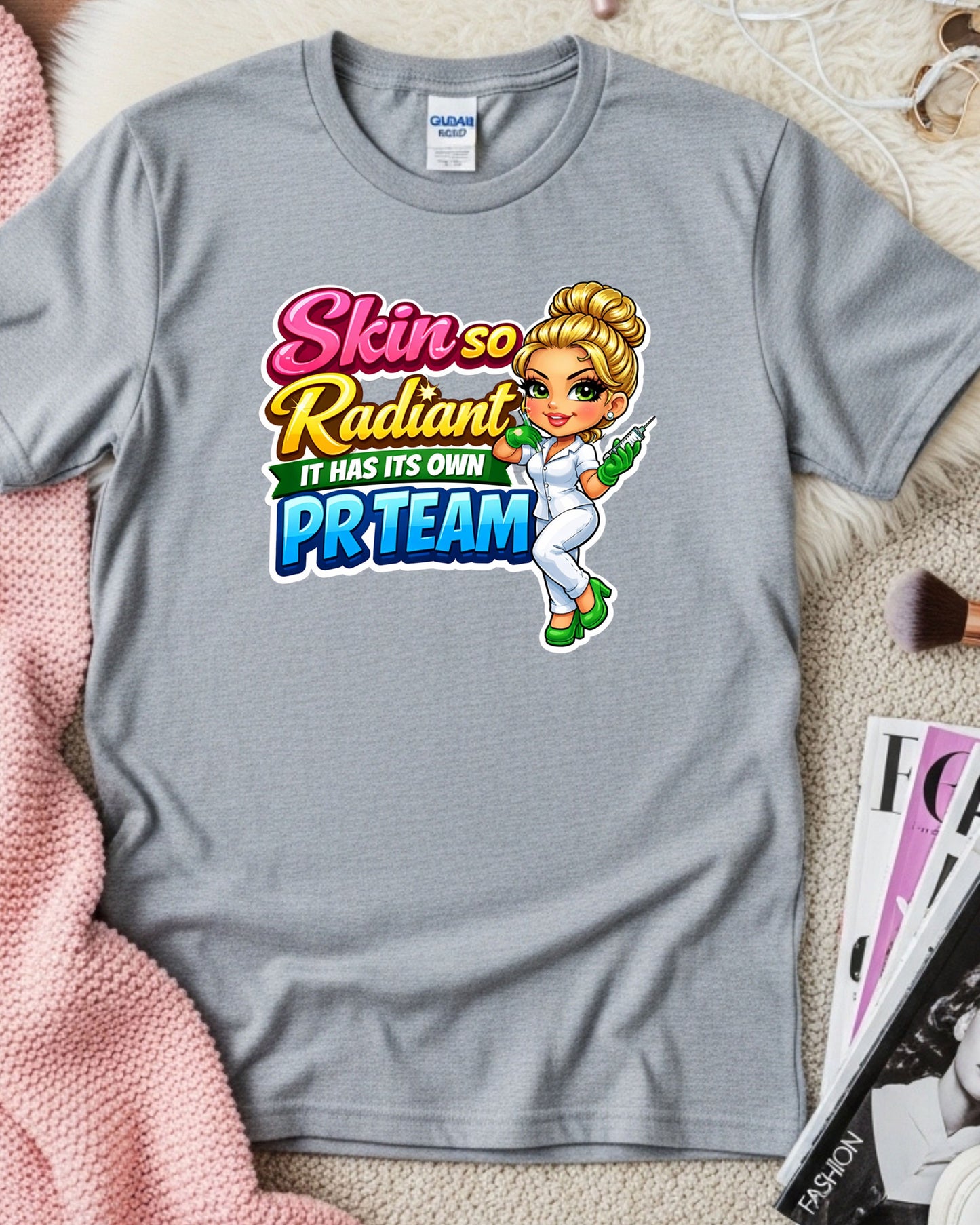 Skin So Radiant Shirt Funny Aesthetician Tee Injector Nurse T‑Shirt Skincare Lover Graphic Top Aesthetician Gift for Beauty Pros