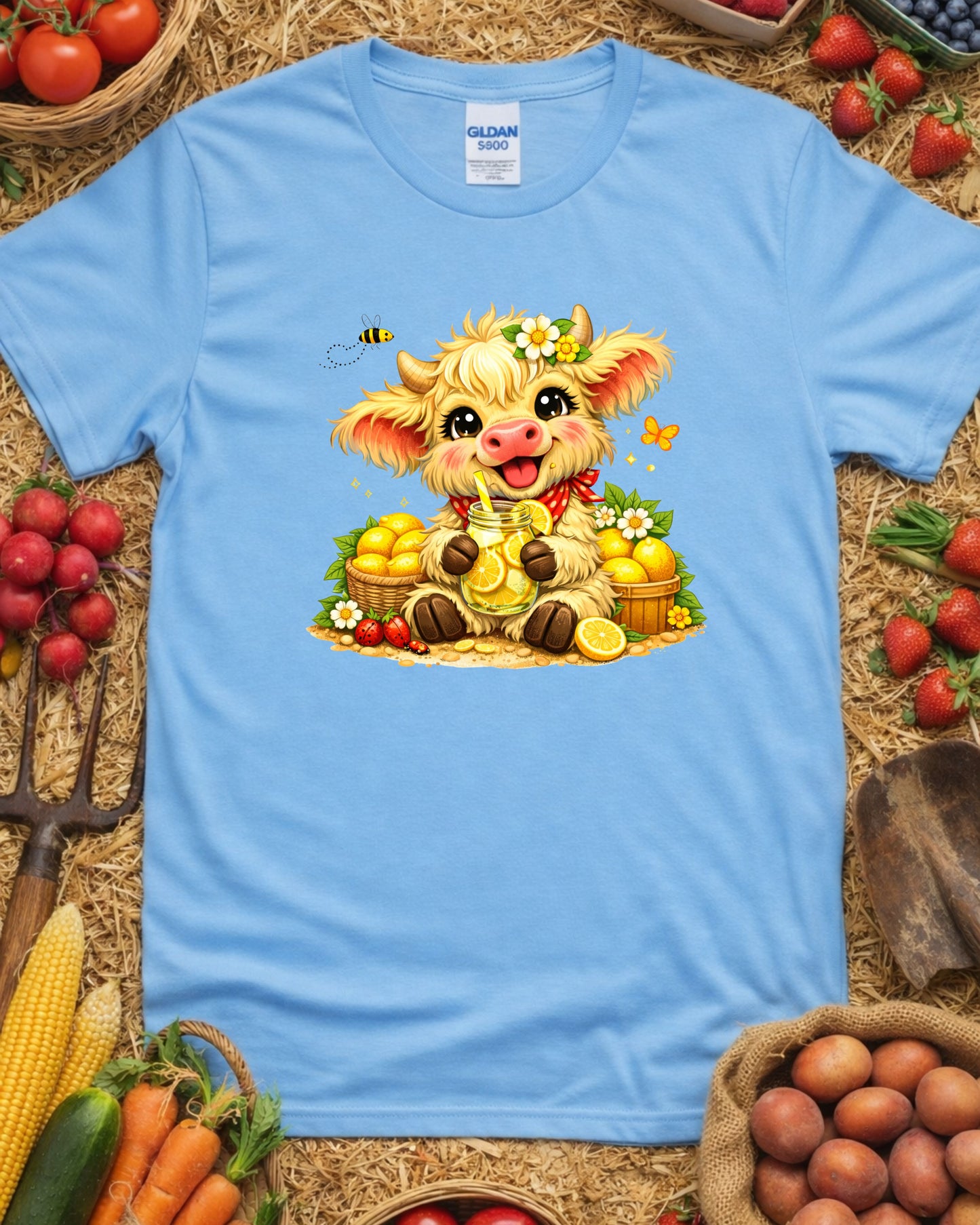 Lemonade Cow, Sunny Farm Animal Art for Sublimation & Kids Decor