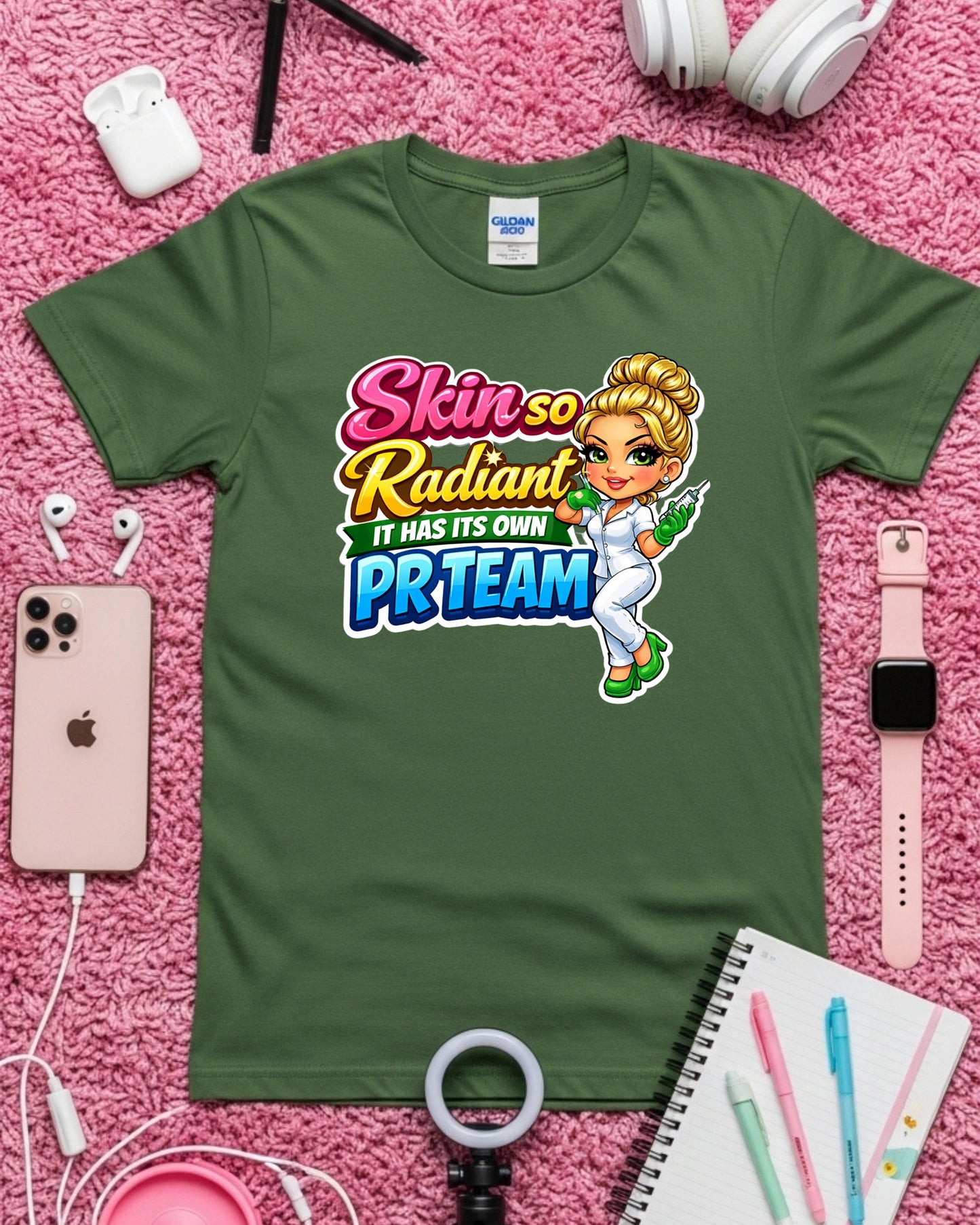 Skin So Radiant Shirt Funny Aesthetician Tee Injector Nurse T‑Shirt Skincare Lover Graphic Top Aesthetician Gift for Beauty Pros
