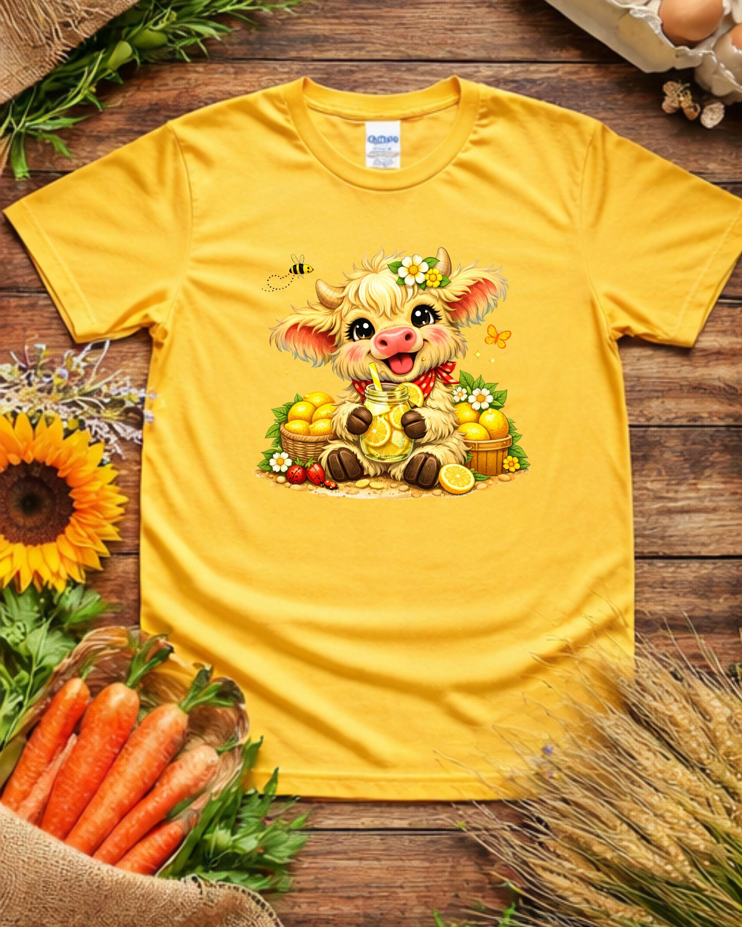 Lemonade Cow, Sunny Farm Animal Art for Sublimation & Kids Decor