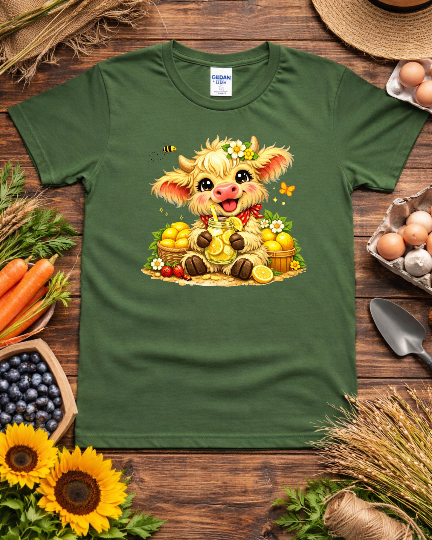 Lemonade Cow, Sunny Farm Animal Art for Sublimation & Kids Decor