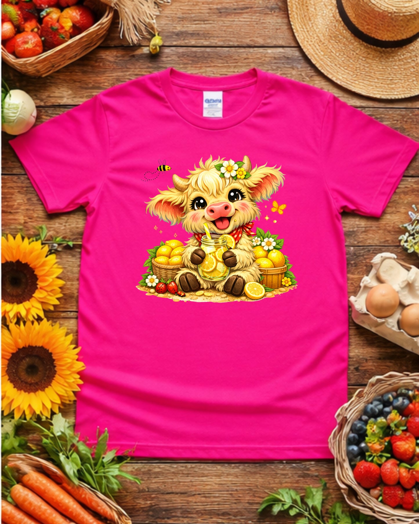 Lemonade Cow, Sunny Farm Animal Art for Sublimation & Kids Decor