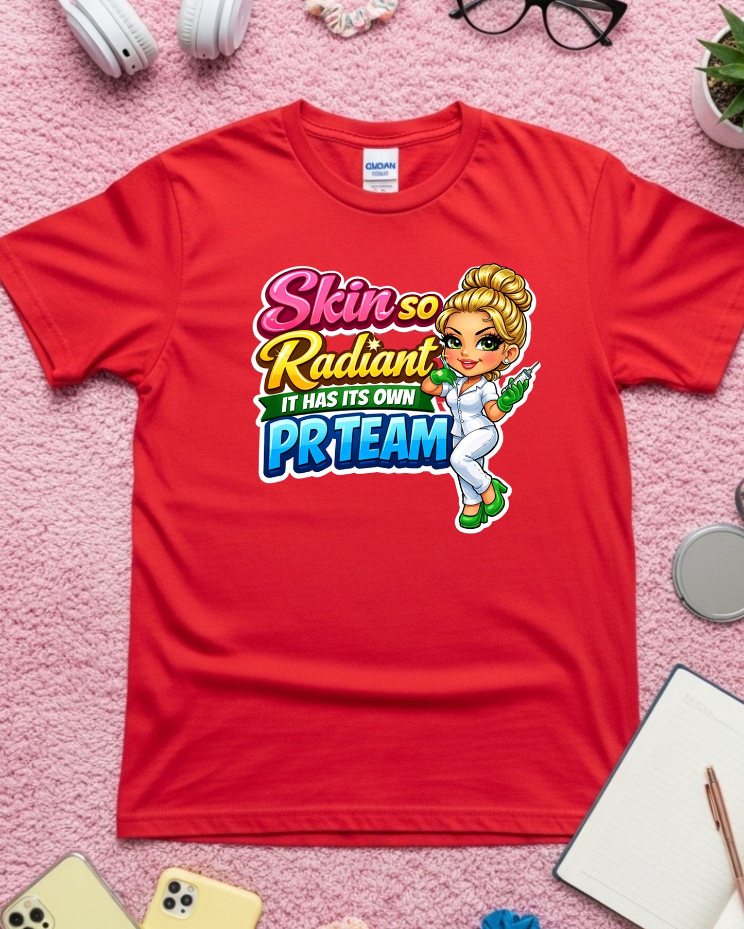 Skin So Radiant Shirt Funny Aesthetician Tee Injector Nurse T‑Shirt Skincare Lover Graphic Top Aesthetician Gift for Beauty Pros