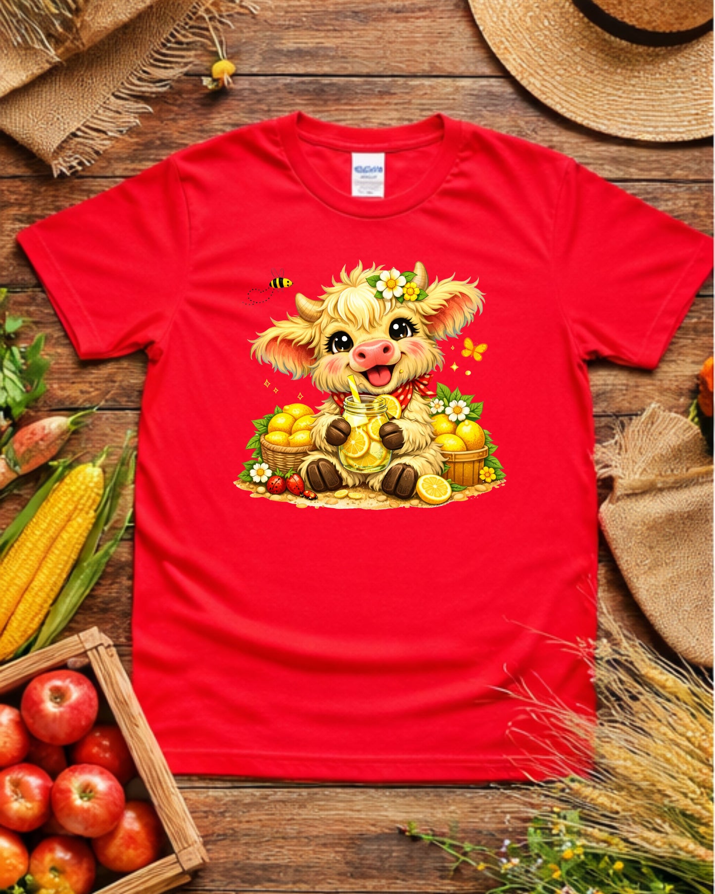 Lemonade Cow, Sunny Farm Animal Art for Sublimation & Kids Decor