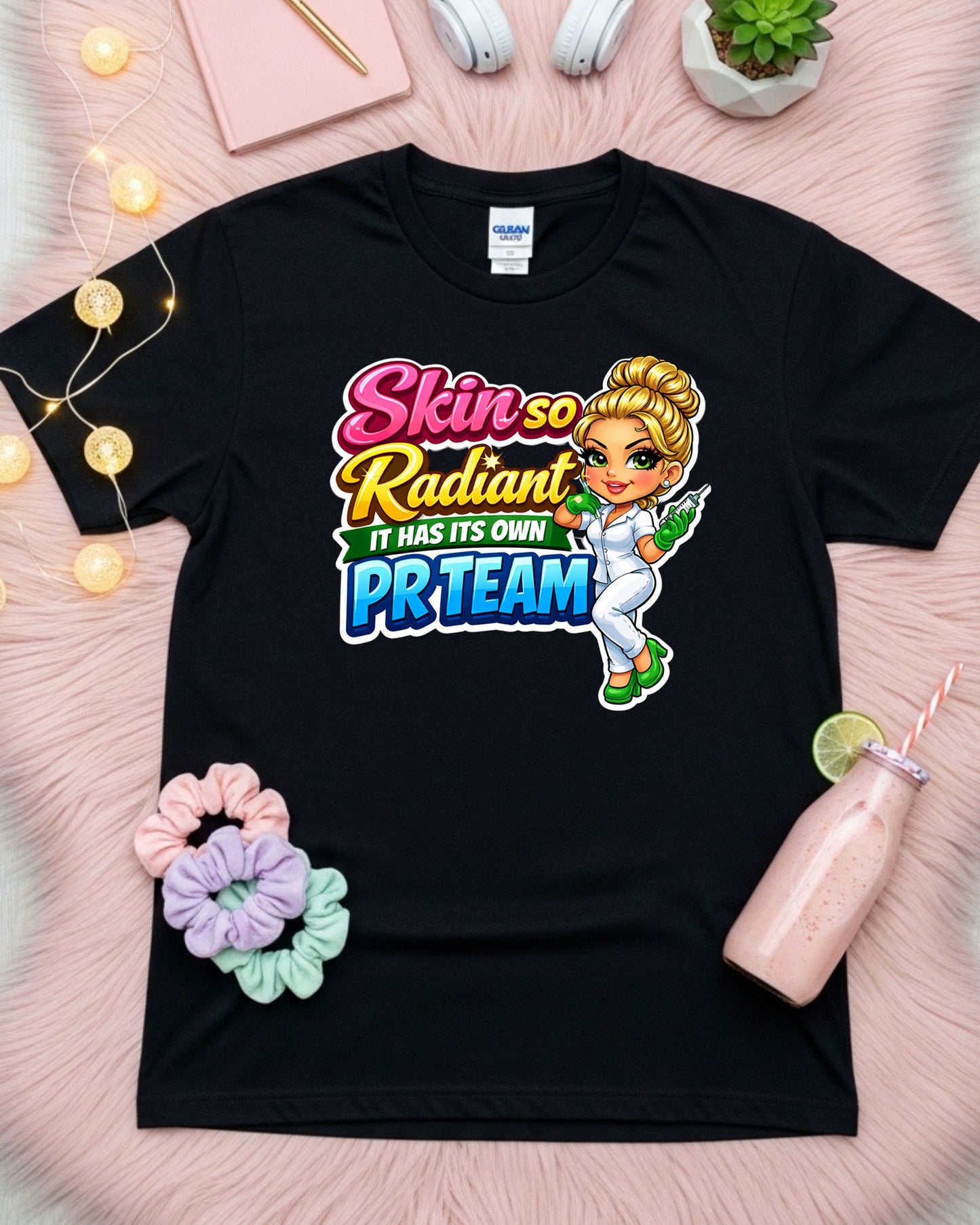 Skin So Radiant Shirt Funny Aesthetician Tee Injector Nurse T‑Shirt Skincare Lover Graphic Top Aesthetician Gift for Beauty Pros