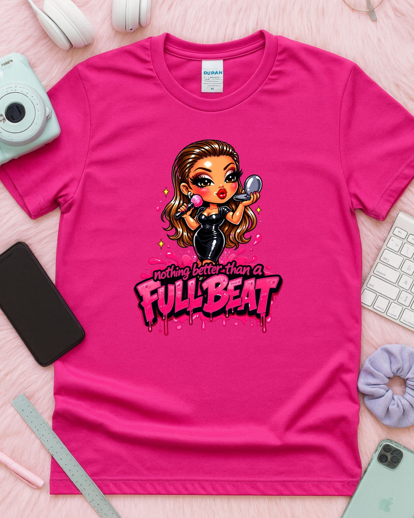 Full Beat Shirt Funny Makeup Artist Tee Glam MUA T‑Shirt Beauty Lover Graphic Top Cosmetology & Makeup Artist Gift for Women
