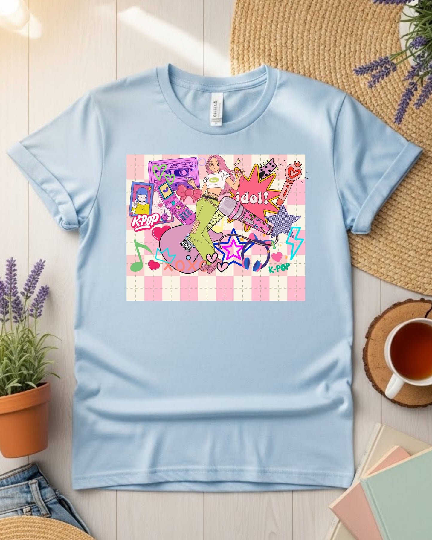 K‑Pop Idol Shirt – Cute Pink K‑Pop Aesthetic Tee for Fans – Anime‑Style Idol Graphic T‑Shirt, Colourful Music Lover Top, Trendy K‑Pop Merch