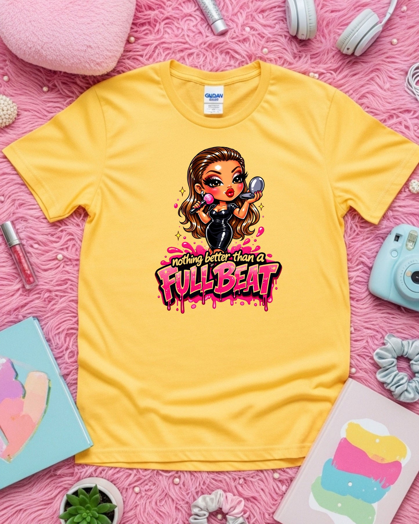 Full Beat Shirt Funny Makeup Artist Tee Glam MUA T‑Shirt Beauty Lover Graphic Top Cosmetology & Makeup Artist Gift for Women