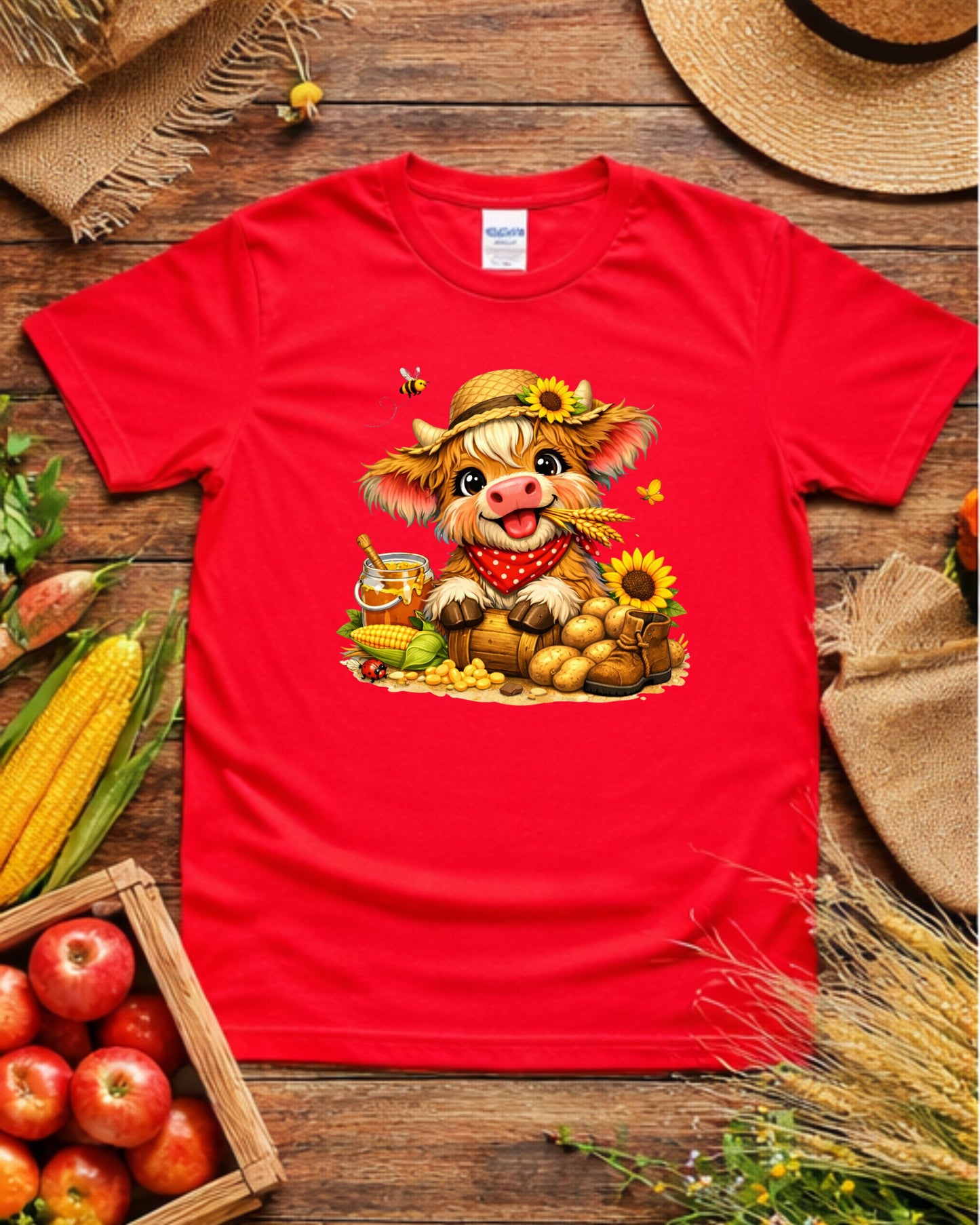 Farmhouse Cow Clipart – Cute Baby Cow PNG, Rustic Country Cow Illustration, Sunflower Cow Art for Sublimation & Kids Decor