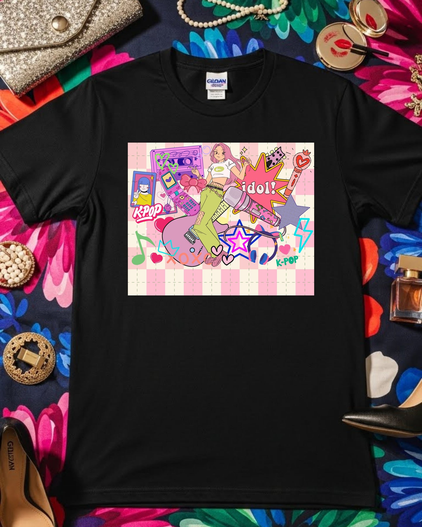 K‑Pop Idol Shirt – Cute Pink K‑Pop Aesthetic Tee for Fans – Anime‑Style Idol Graphic T‑Shirt, Colourful Music Lover Top, Trendy K‑Pop Merch