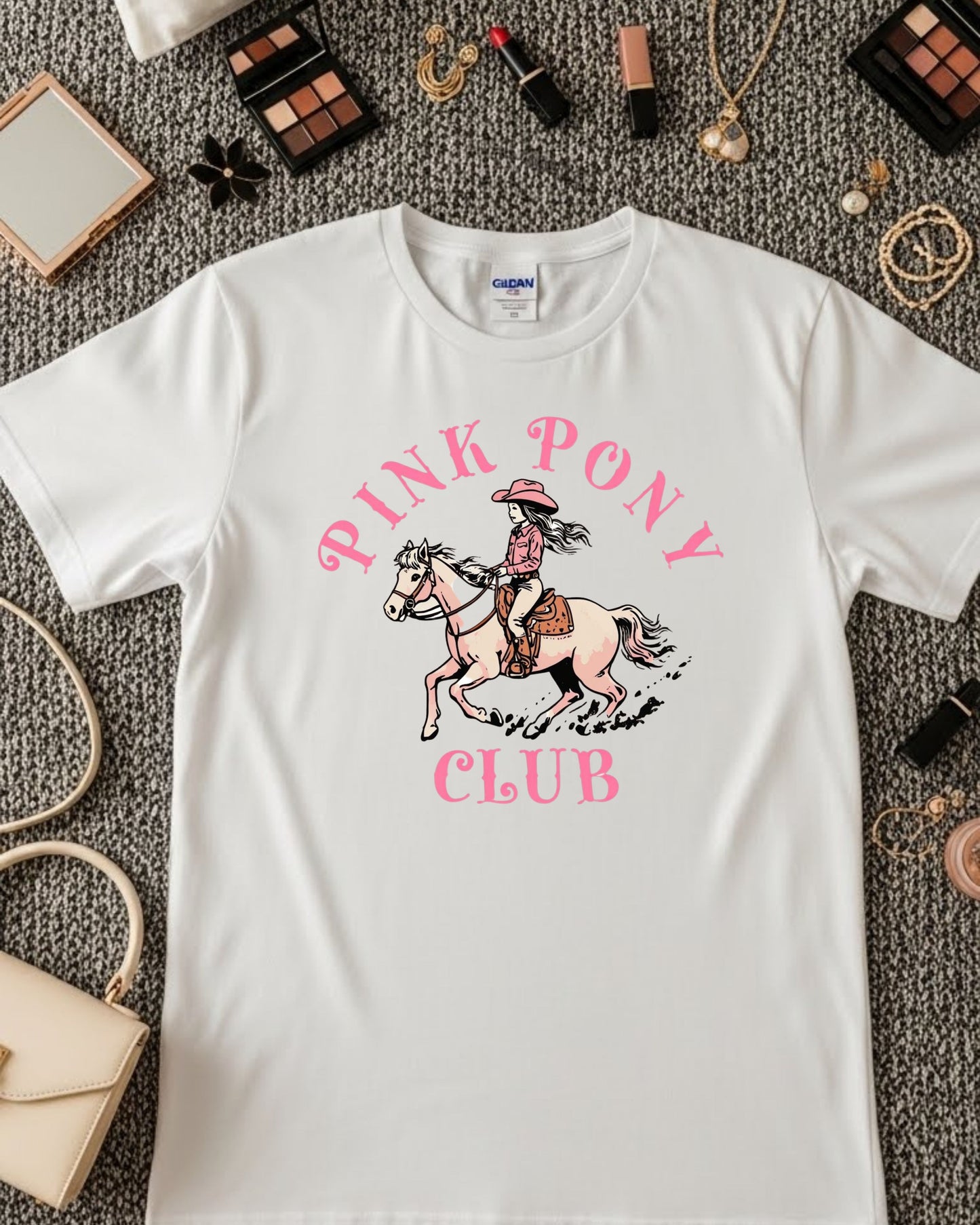 Pink Pony Club Shirt – Cute Cowgirl Pony Graphic Tee for Women & Teens – Western Aesthetic T‑Shirt, Yeehaw Cowgirl Core Top, Trendy Pink Horse Design