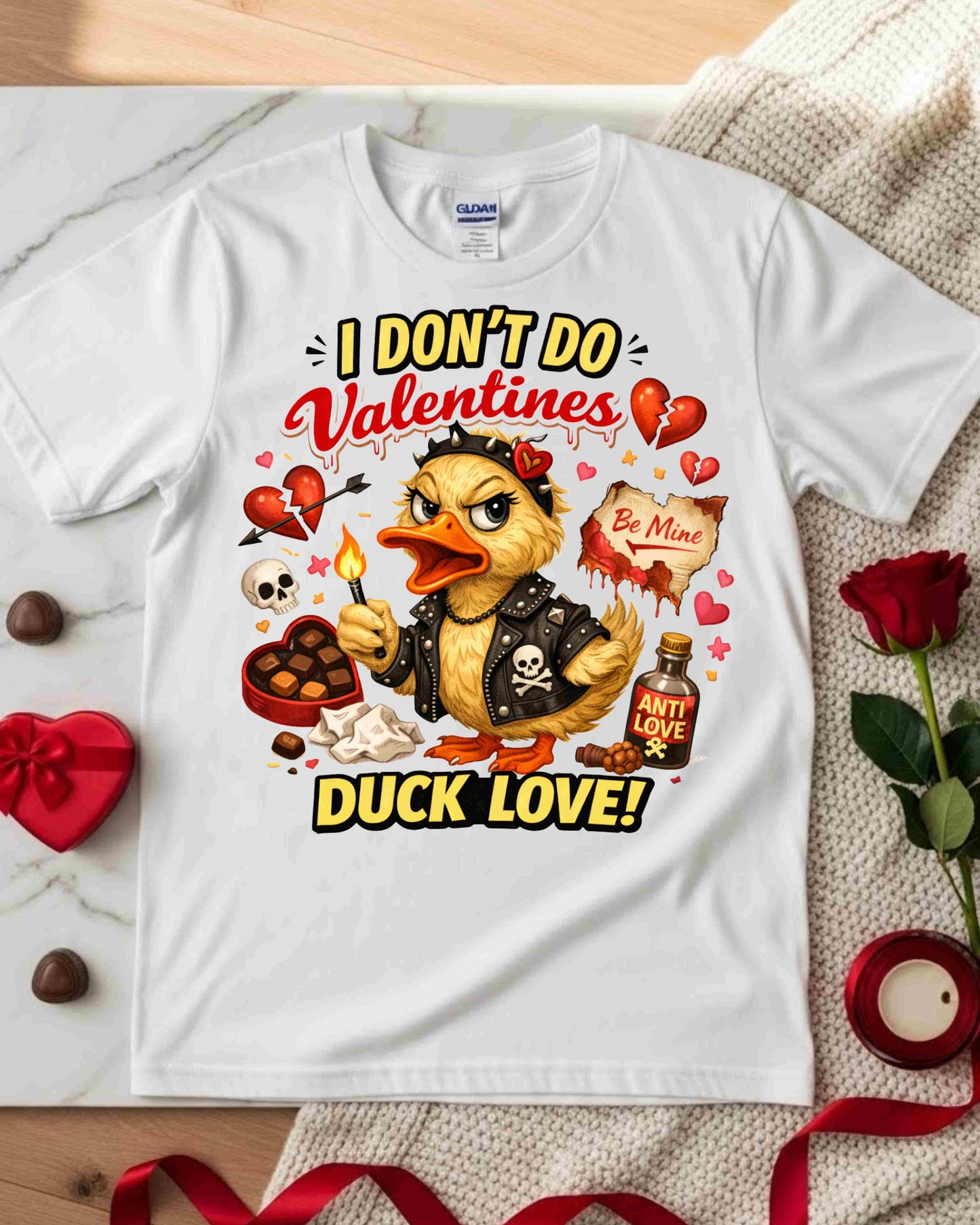 Rebellious Anti‑Valentine Duck Sticker – Edgy Punk Art for Singles & Anti‑Love Fans
