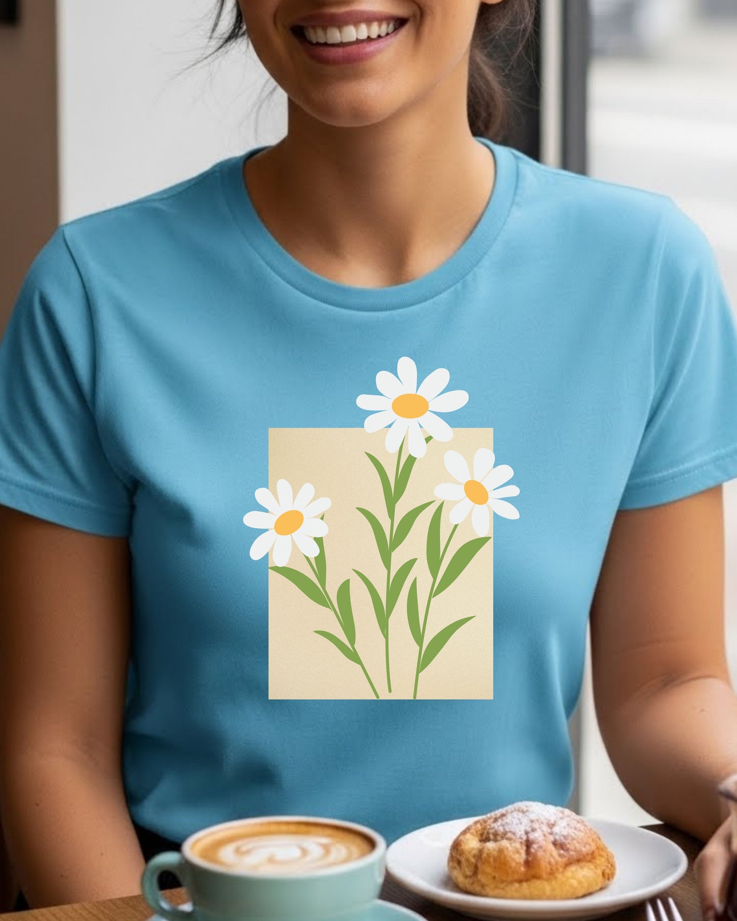 Daisy Flower Shirt – Minimalist Floral Graphic Tee for Women – Cute Spring Aesthetic T‑Shirt, Simple Botanical Design, Soft Nature‑Inspired Top