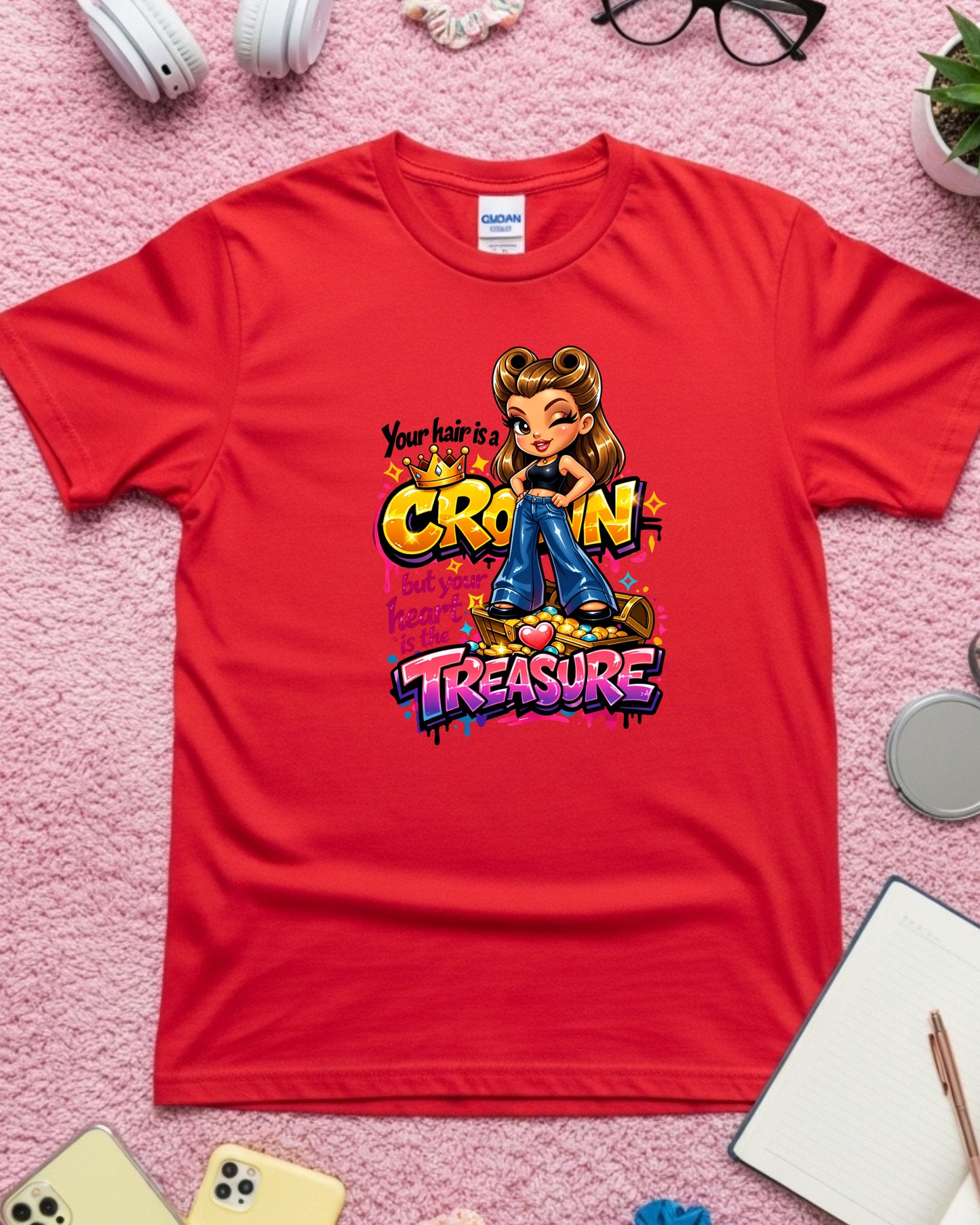 Your Hair Is a Crown Shirt Positive Stylist Tee Self‑Love Beauty T‑Shirt Empowering Hair Artist Top Inspirational Gift for Women