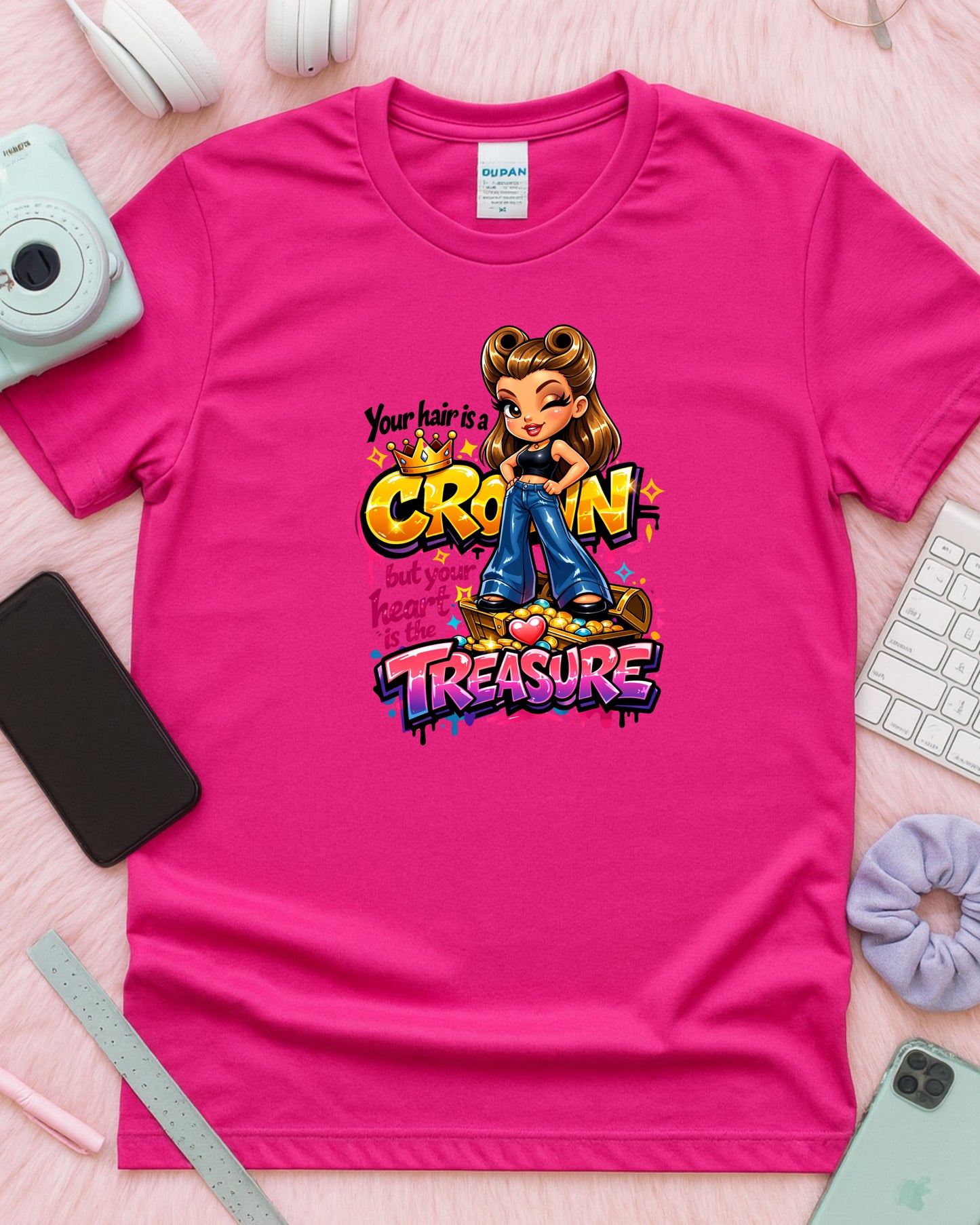 Your Hair Is a Crown Shirt Positive Stylist Tee Self‑Love Beauty T‑Shirt Empowering Hair Artist Top Inspirational Gift for Women