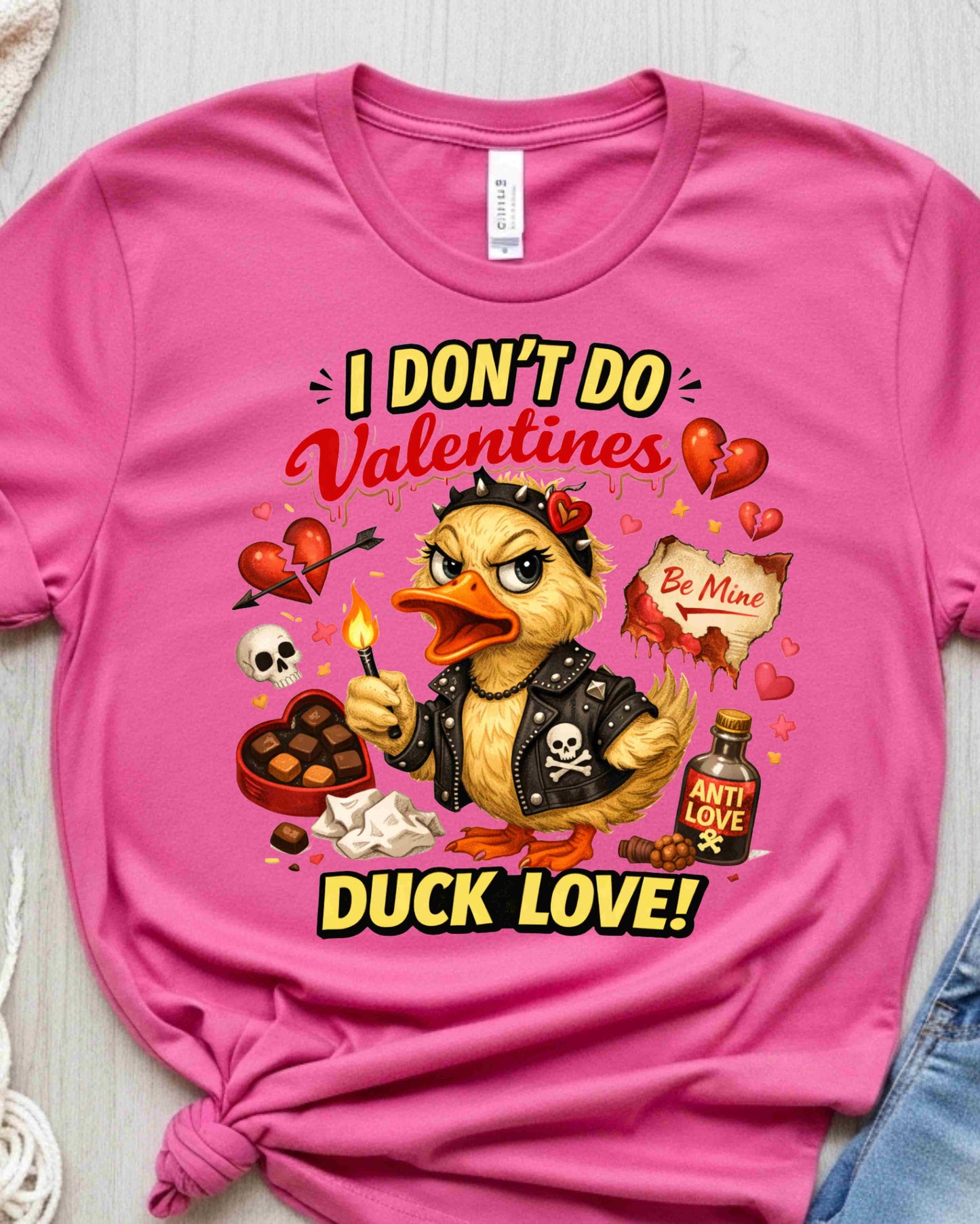 Rebellious Anti‑Valentine Duck Sticker – Edgy Punk Art for Singles & Anti‑Love Fans