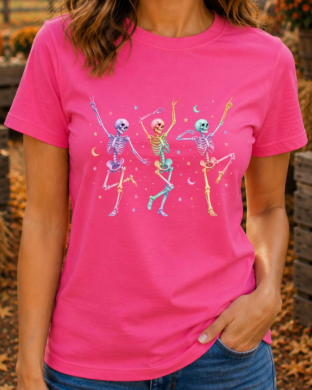 Cute Spooky Rainbow Dancing Skeleton T-Shirt