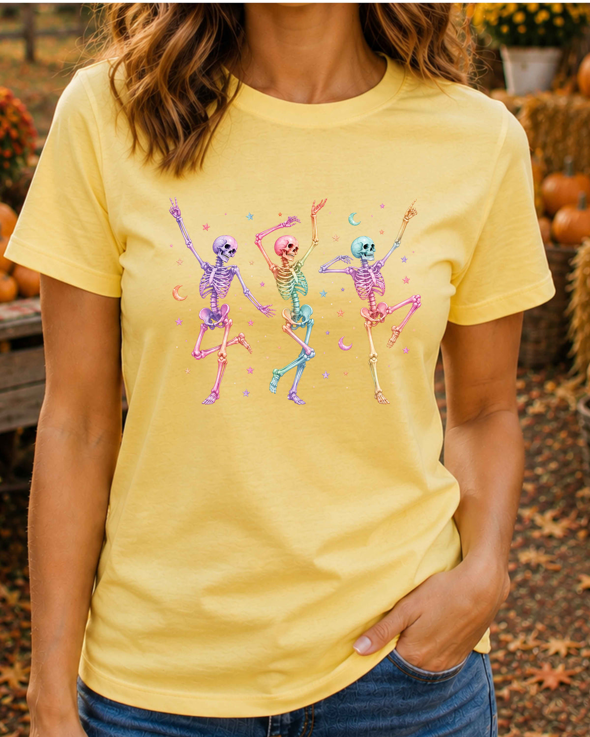 Cute Spooky Rainbow Dancing Skeleton T-Shirt