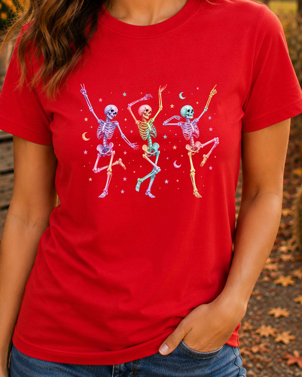 Cute Spooky Rainbow Dancing Skeleton T-Shirt