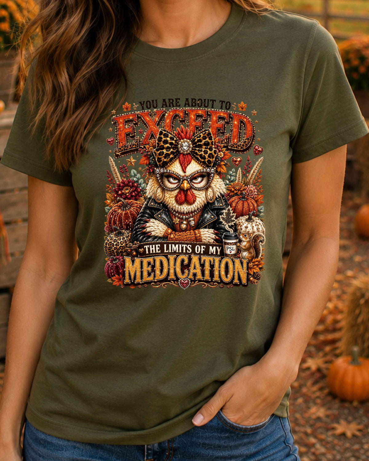 Limits of My Medication Funny Chicken T-Shirt