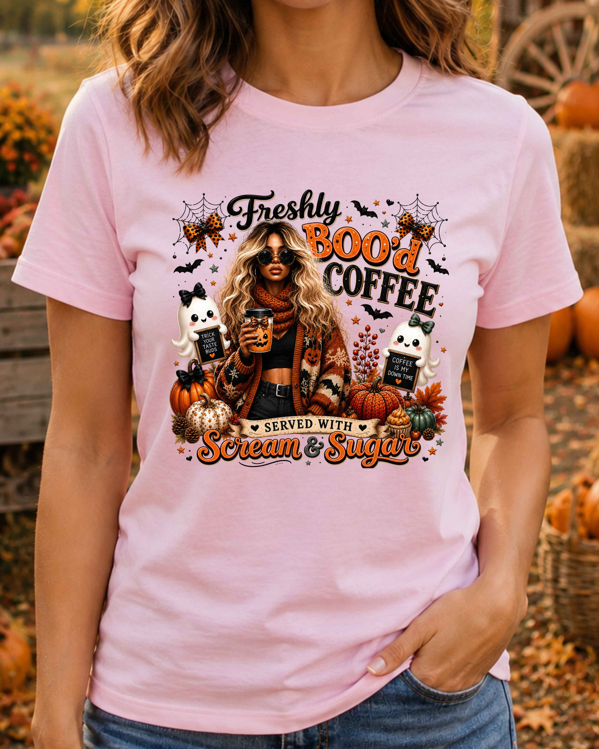 Freshly Boo’d Coffee Cute Ghost Halloween T-Shirt