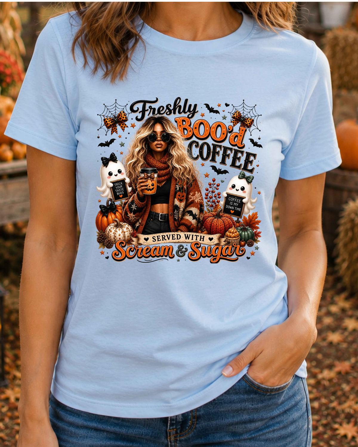 Freshly Boo’d Coffee Cute Ghost Halloween T-Shirt