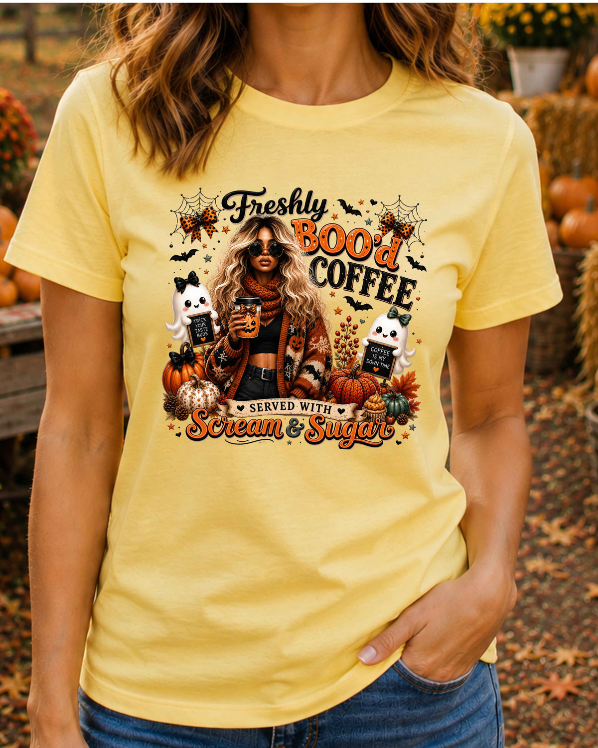 Freshly Boo’d Coffee Cute Ghost Halloween T-Shirt