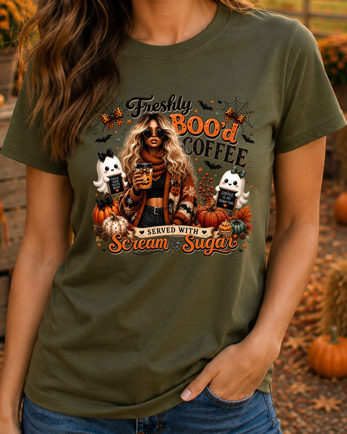 Freshly Boo’d Coffee Cute Ghost Halloween T-Shirt