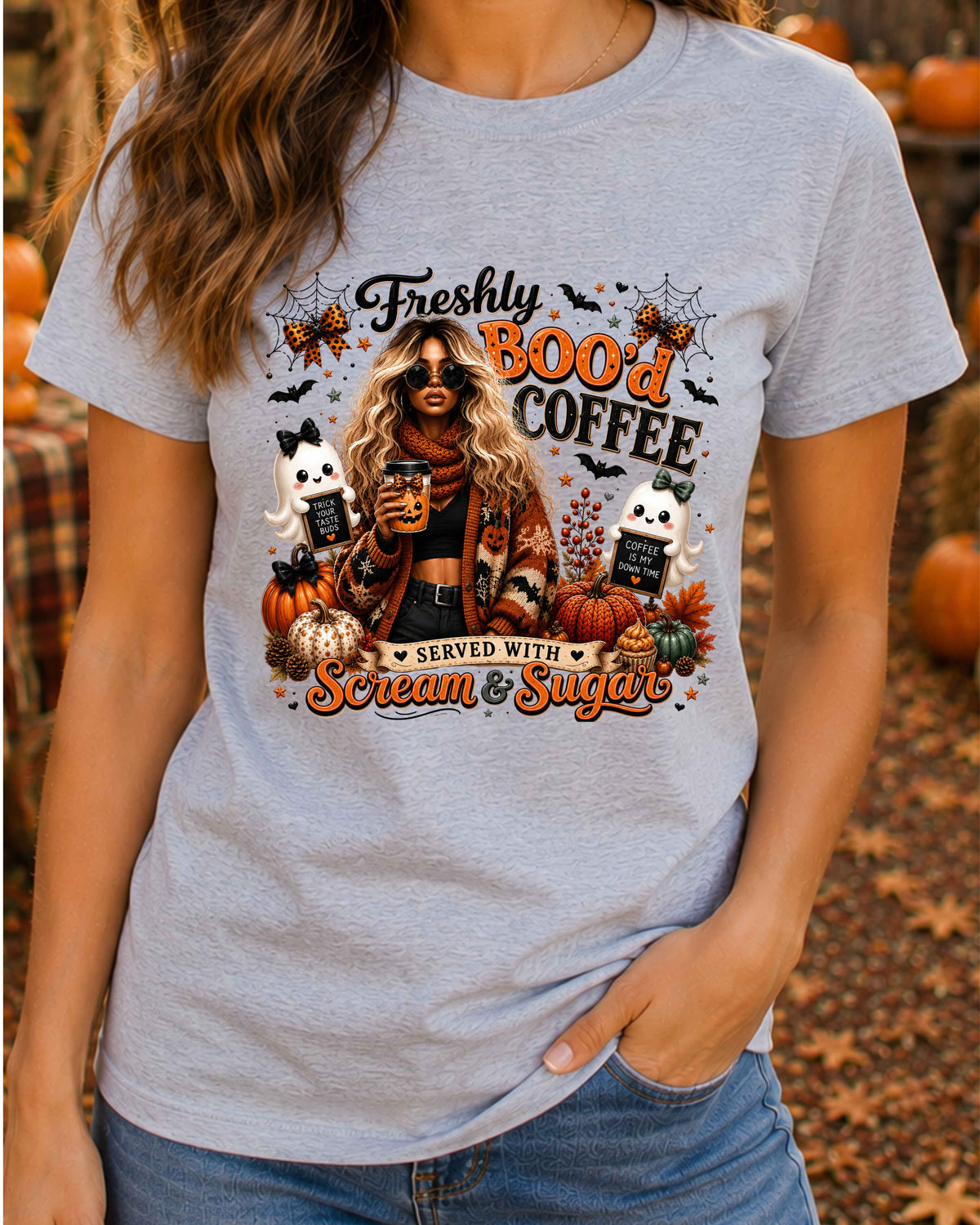 Freshly Boo’d Coffee Cute Ghost Halloween T-Shirt