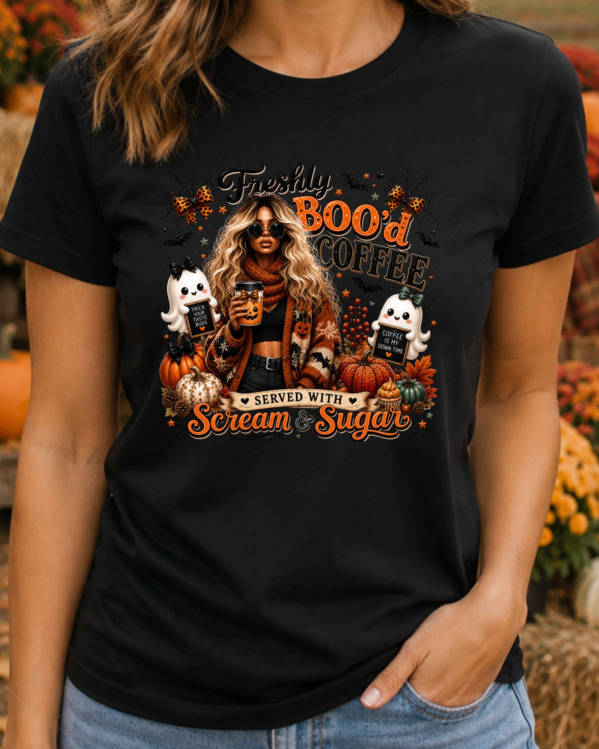 Freshly Boo’d Coffee Cute Ghost Halloween T-Shirt
