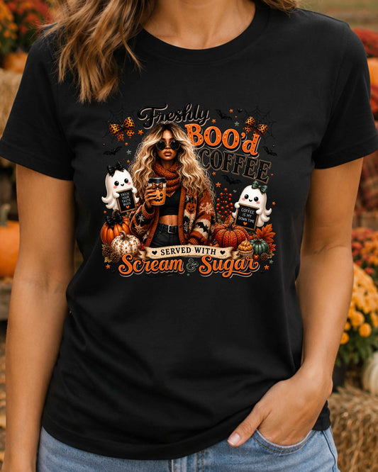Freshly Boo’d Coffee Cute Ghost Halloween T-Shirt