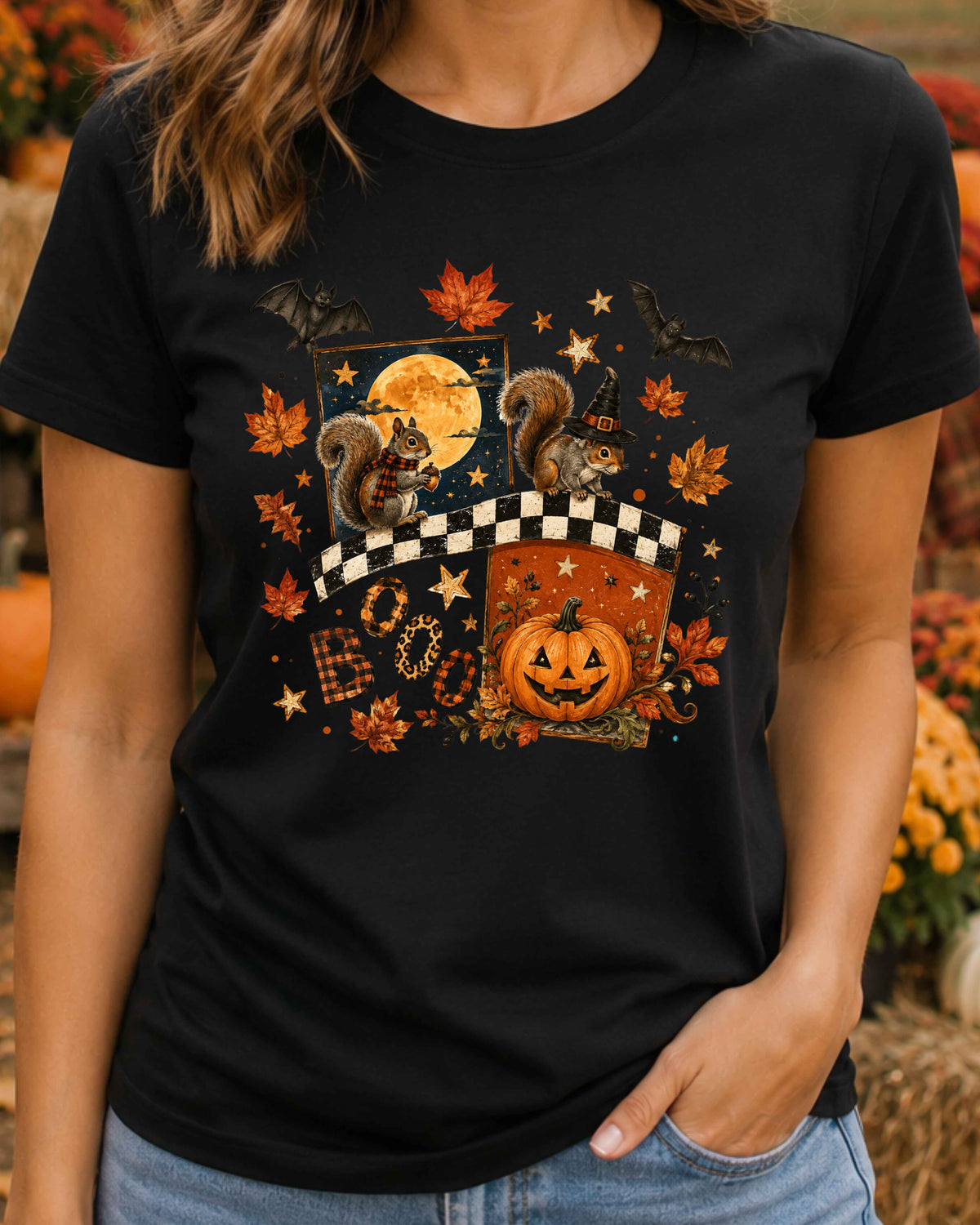 Retro Halloween Autumn Squirrel T-Shirt