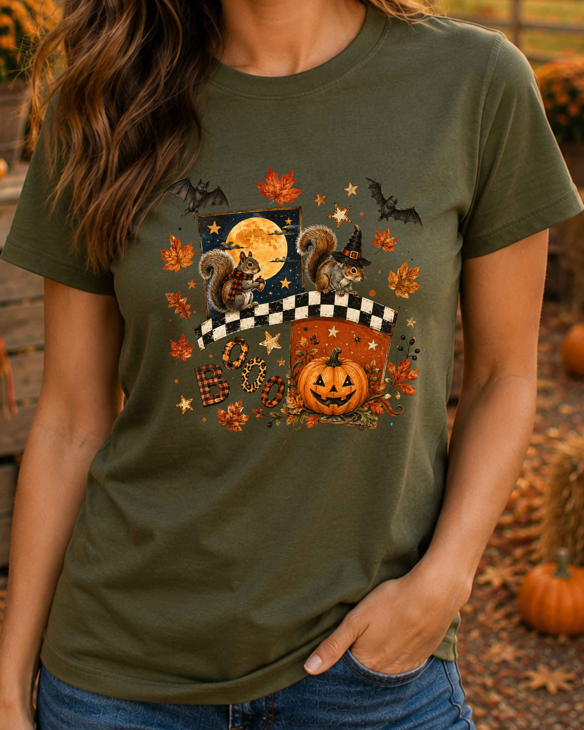 Retro Halloween Autumn Squirrel T-Shirt