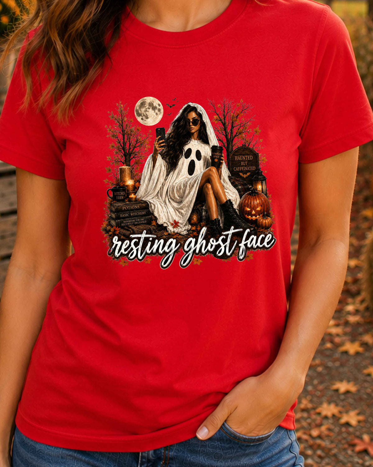 Resting Ghost Face Halloween Witchy T-Shirt