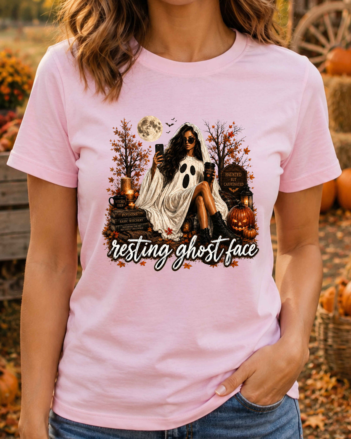 Resting Ghost Face Halloween Witchy T-Shirt
