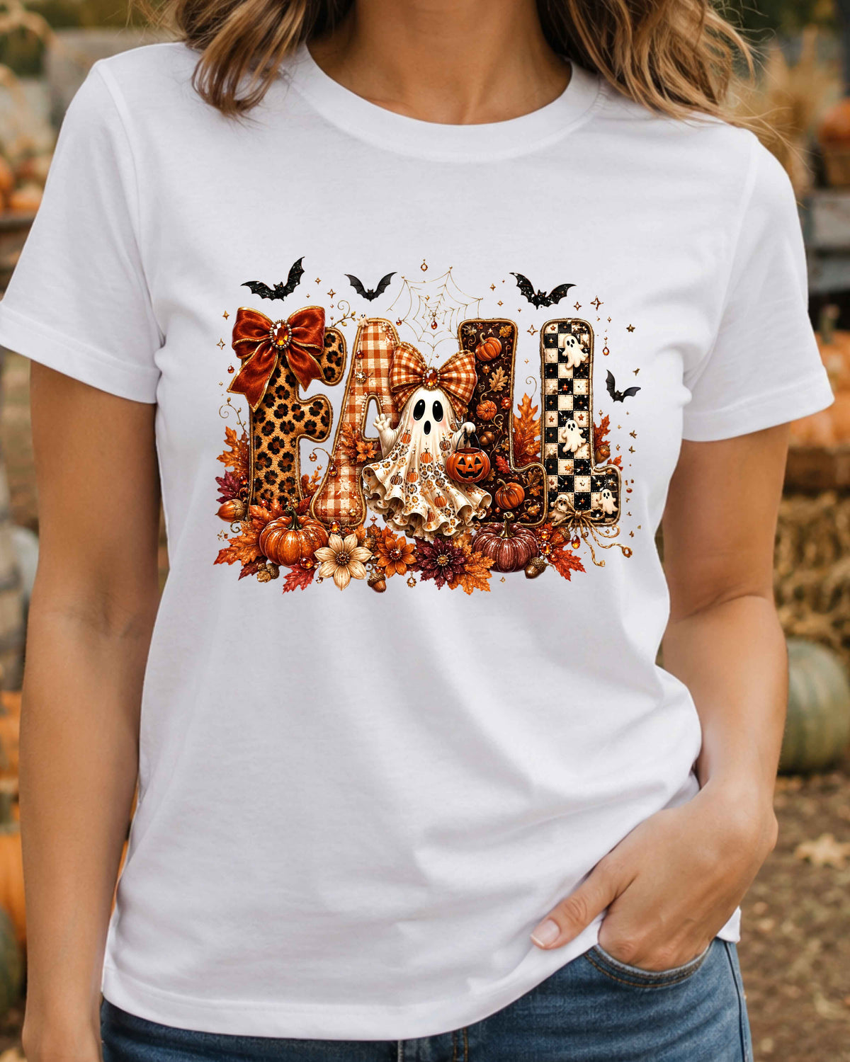 Fall Ghost Halloween Coquette Autumn T-Shirt