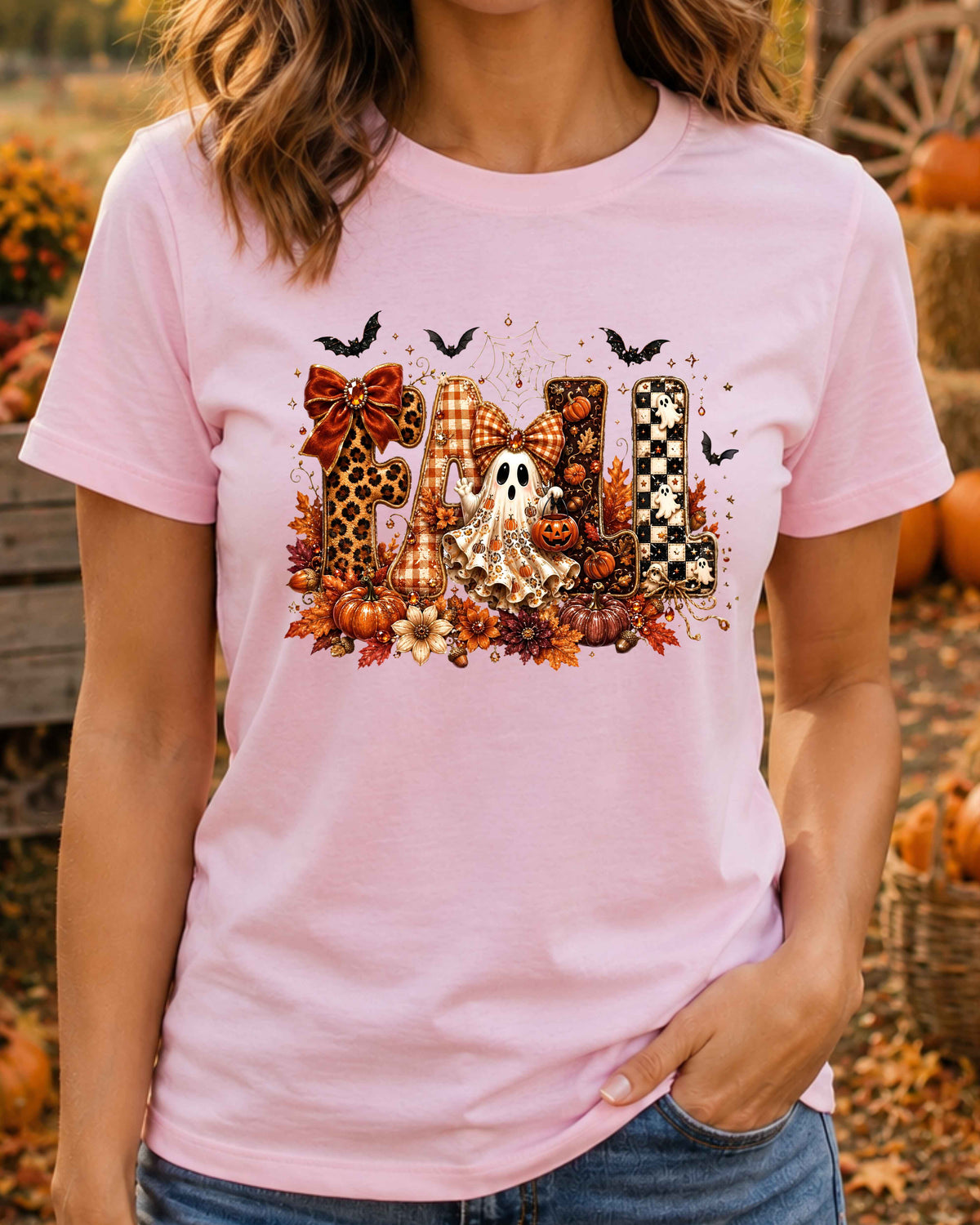 Fall Ghost Halloween Coquette Autumn T-Shirt