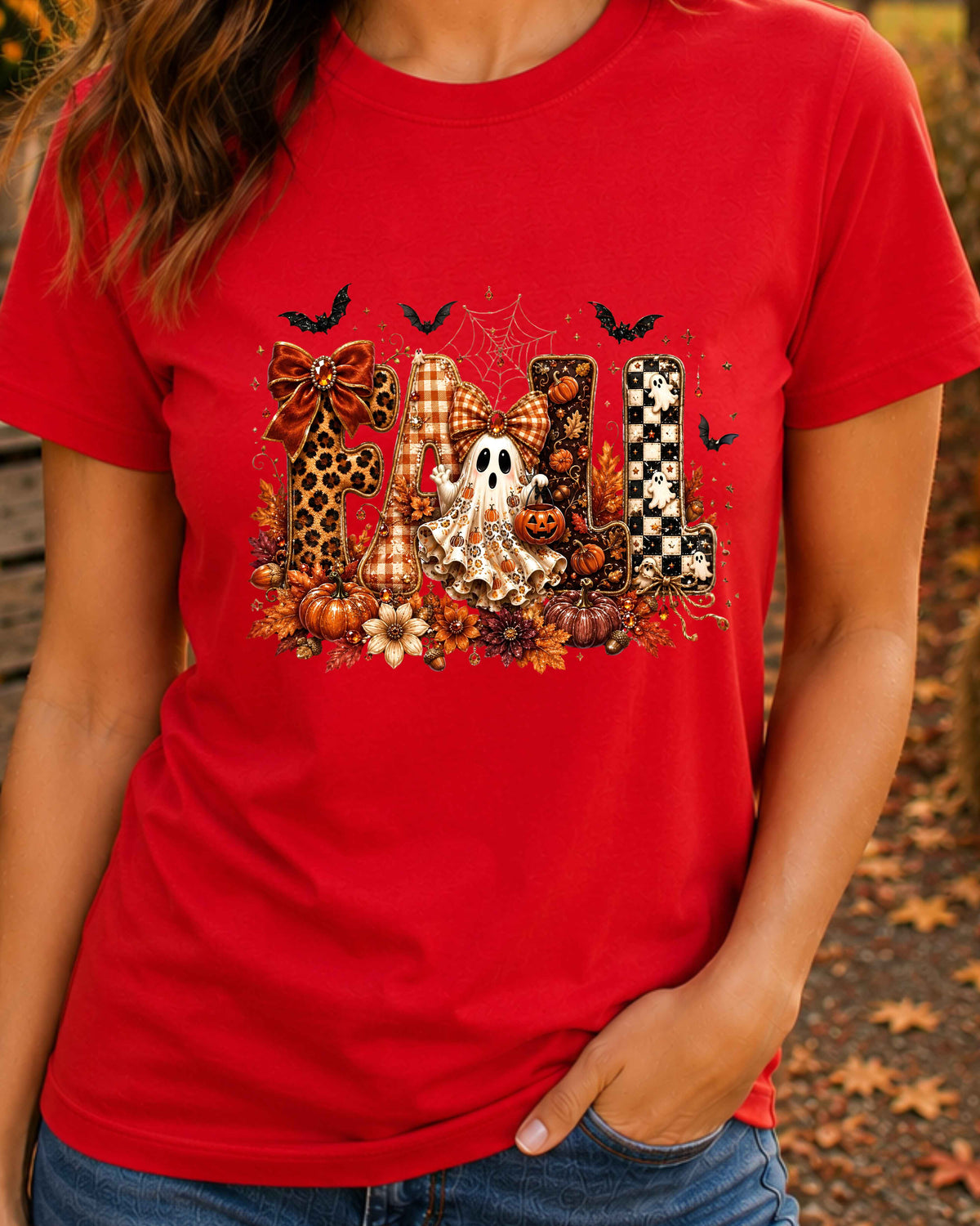 Fall Ghost Halloween Coquette Autumn T-Shirt