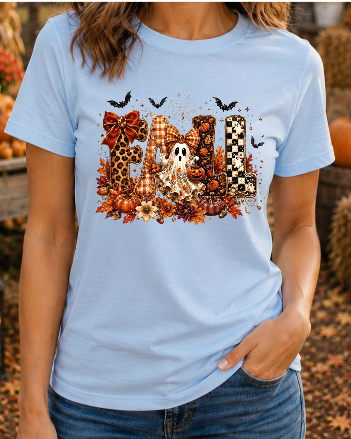 Fall Ghost Halloween Coquette Autumn T-Shirt
