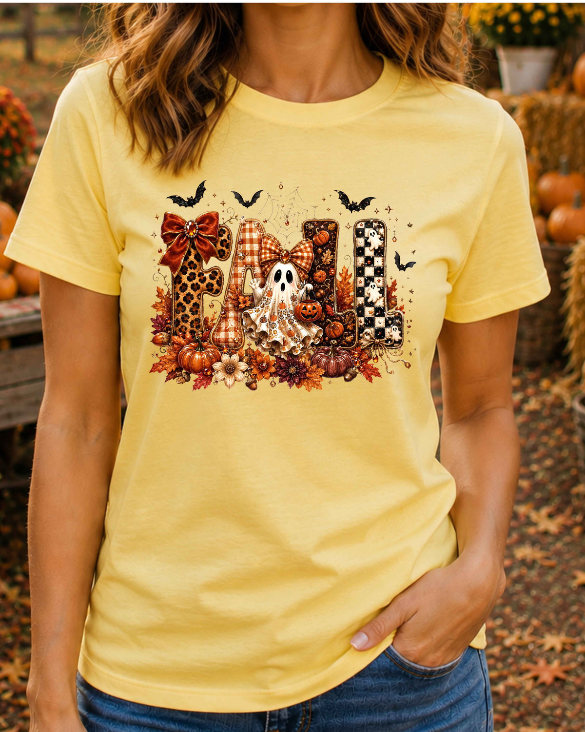 Fall Ghost Halloween Coquette Autumn T-Shirt