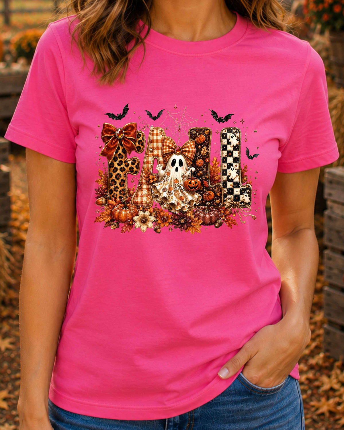 Fall Ghost Halloween Coquette Autumn T-Shirt