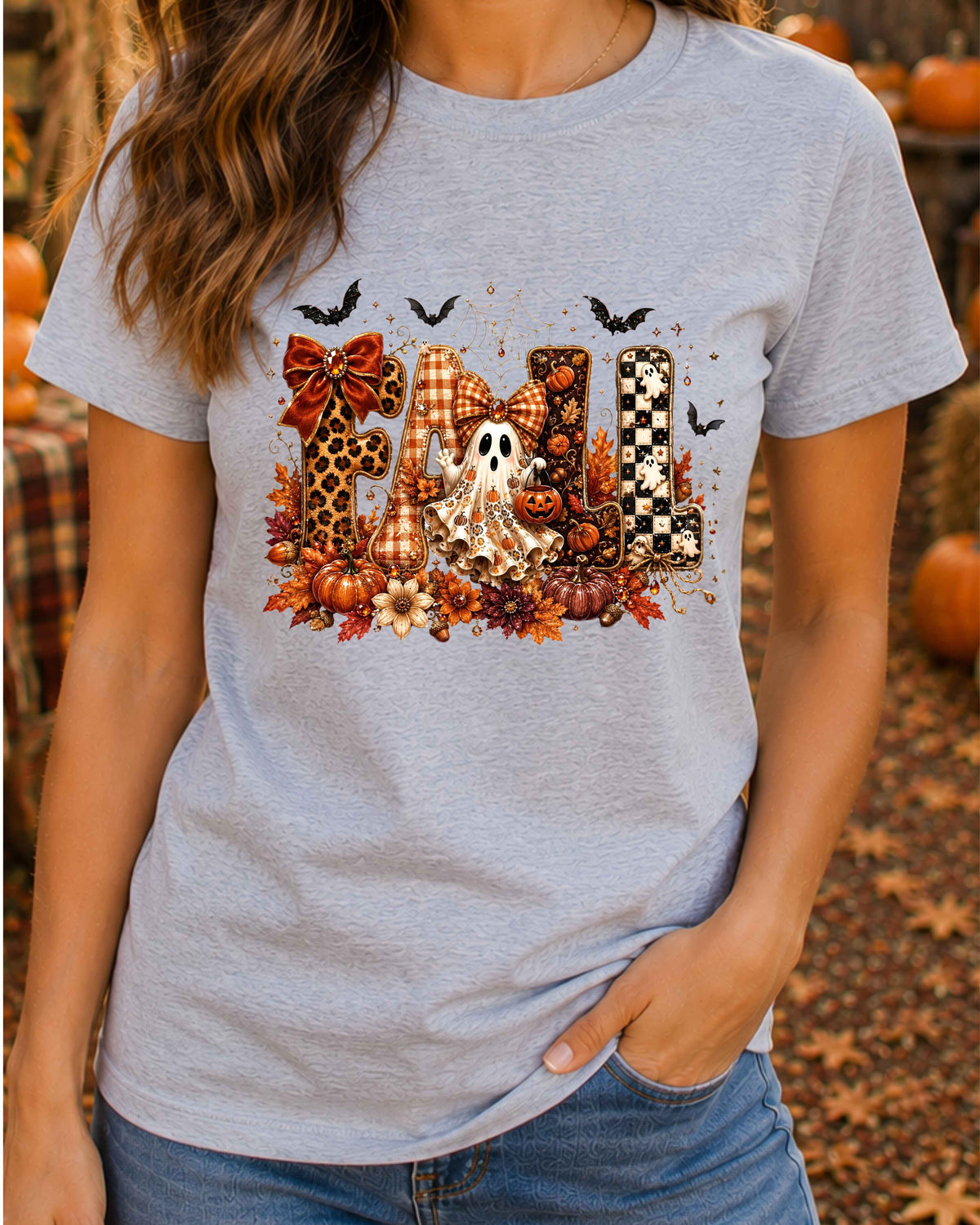 Fall Ghost Halloween Coquette Autumn T-Shirt