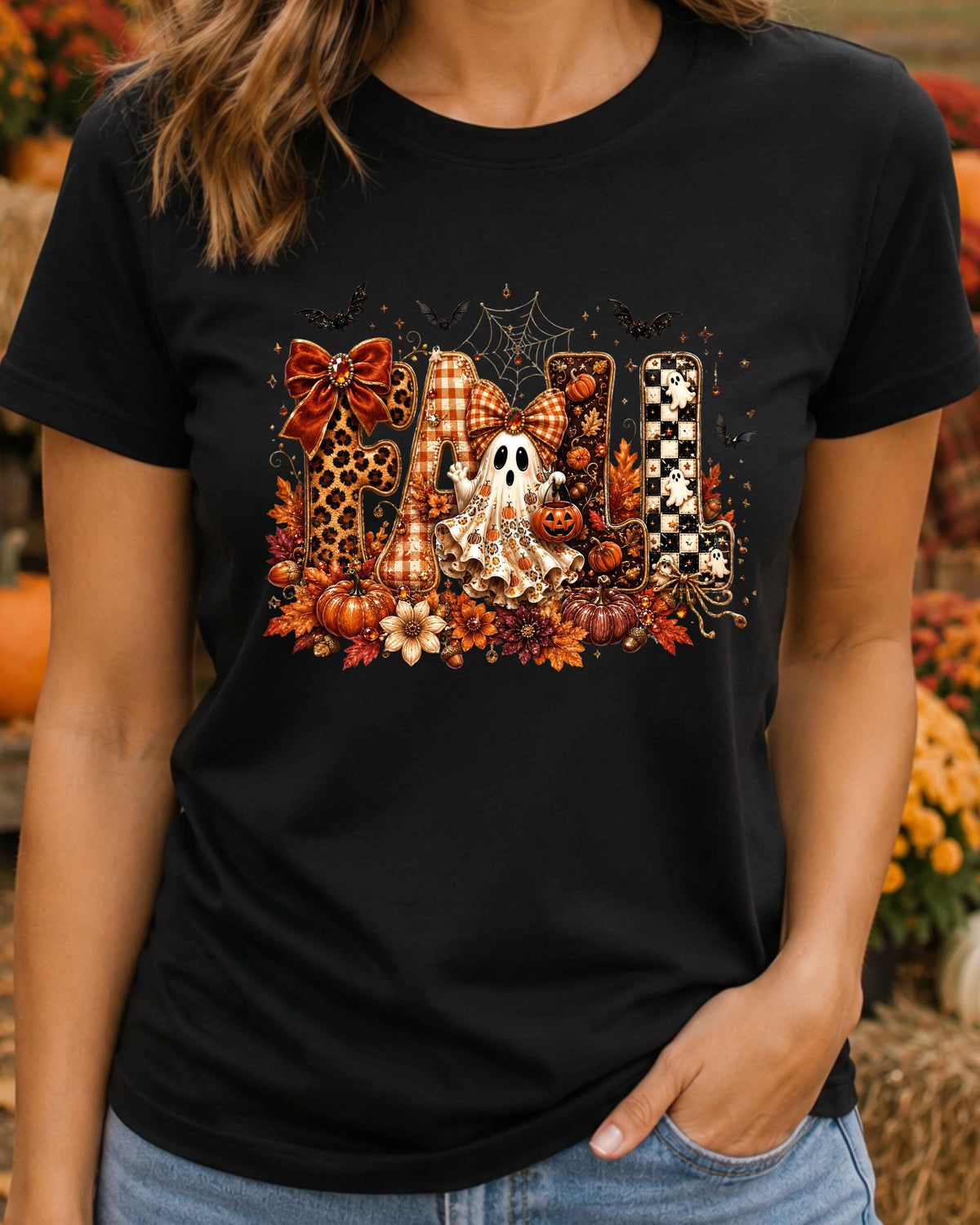 Fall Ghost Halloween Coquette Autumn T-Shirt