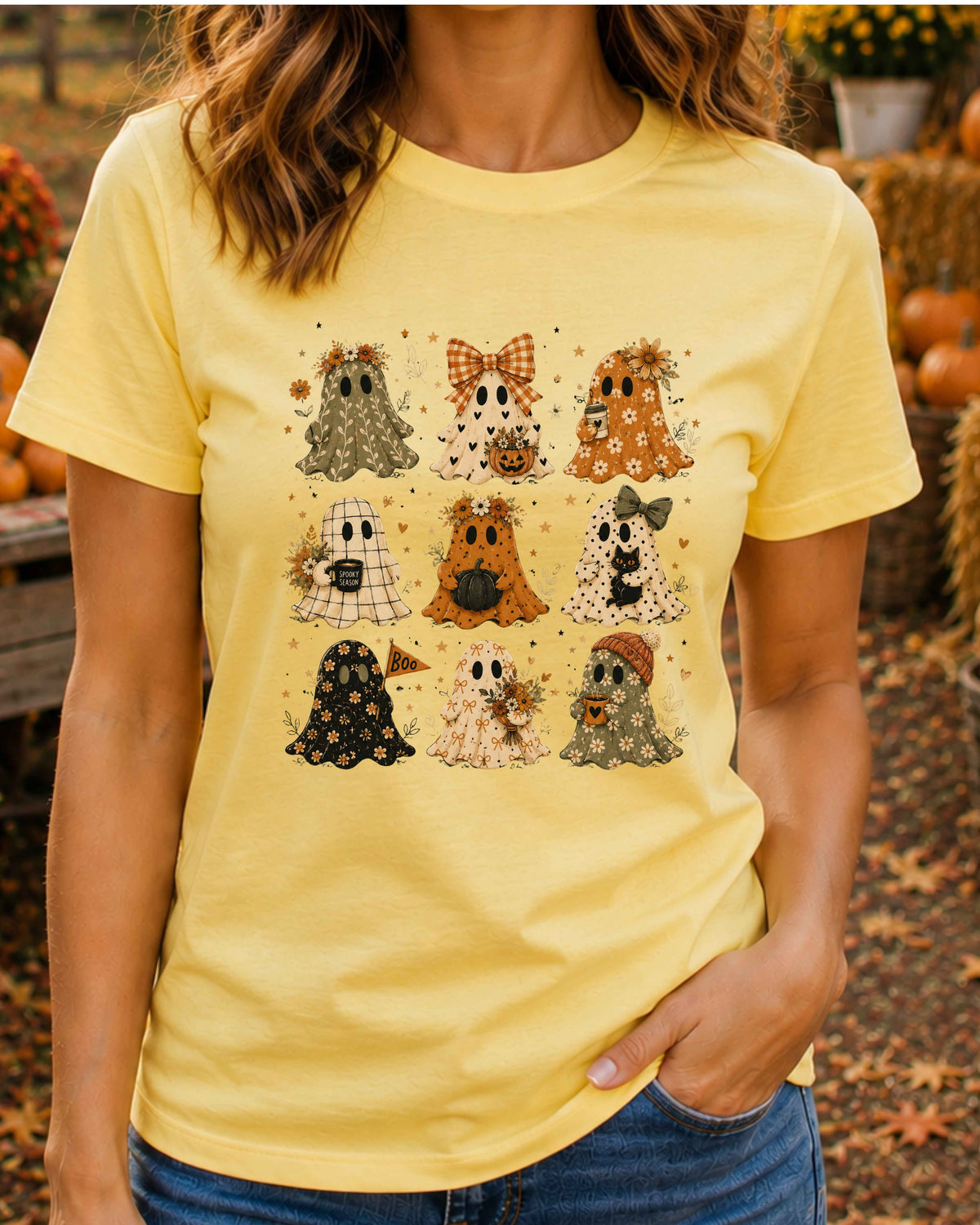 Floral Ghost Halloween Bow Halloween Season T-Shirt