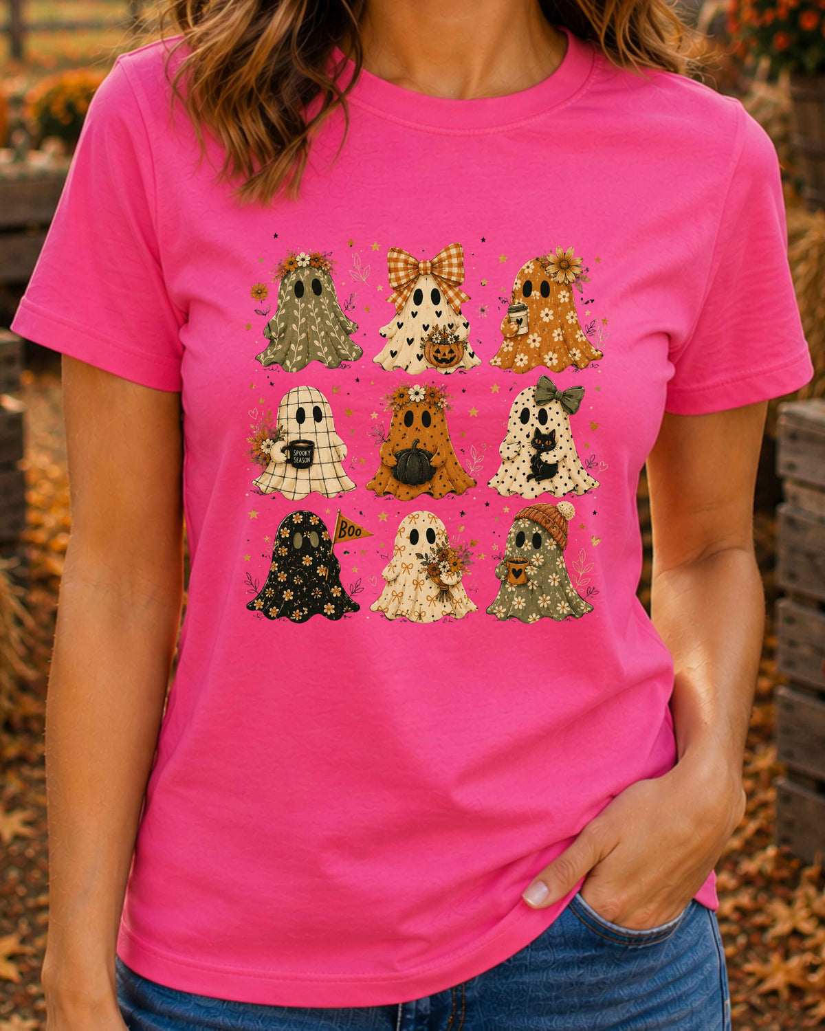 Floral Ghost Halloween Bow Halloween Season T-Shirt